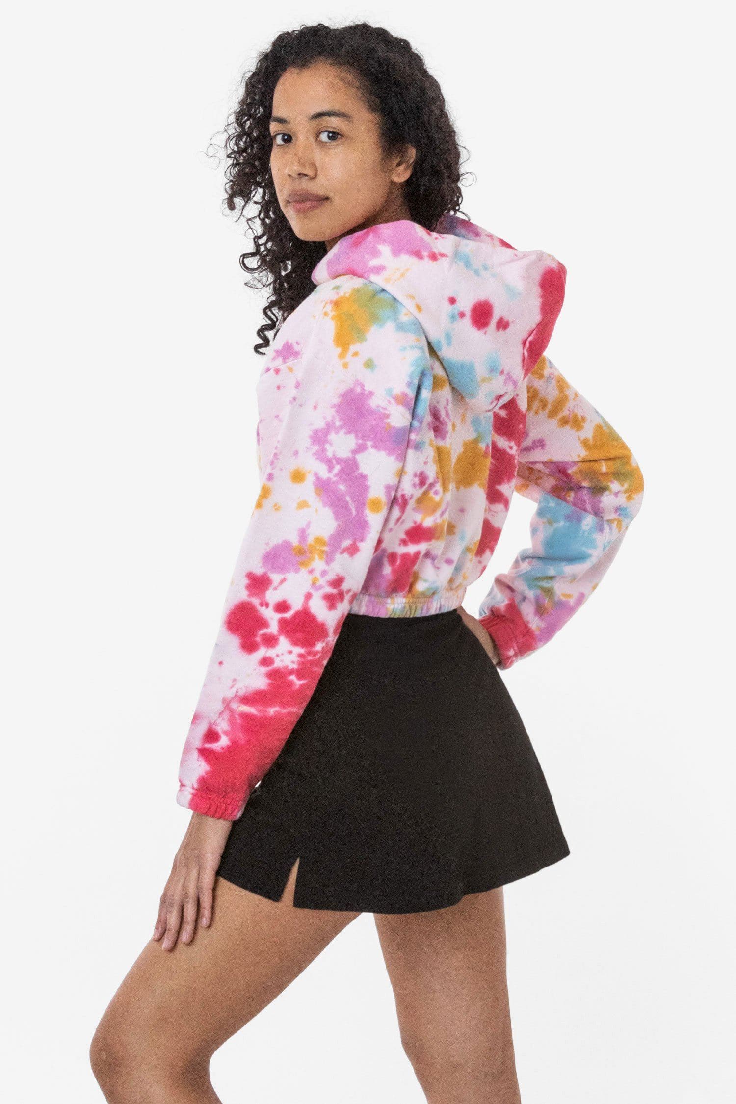 CF399TD - Tie Dye Cropped Pullover Hoodie - Image 4