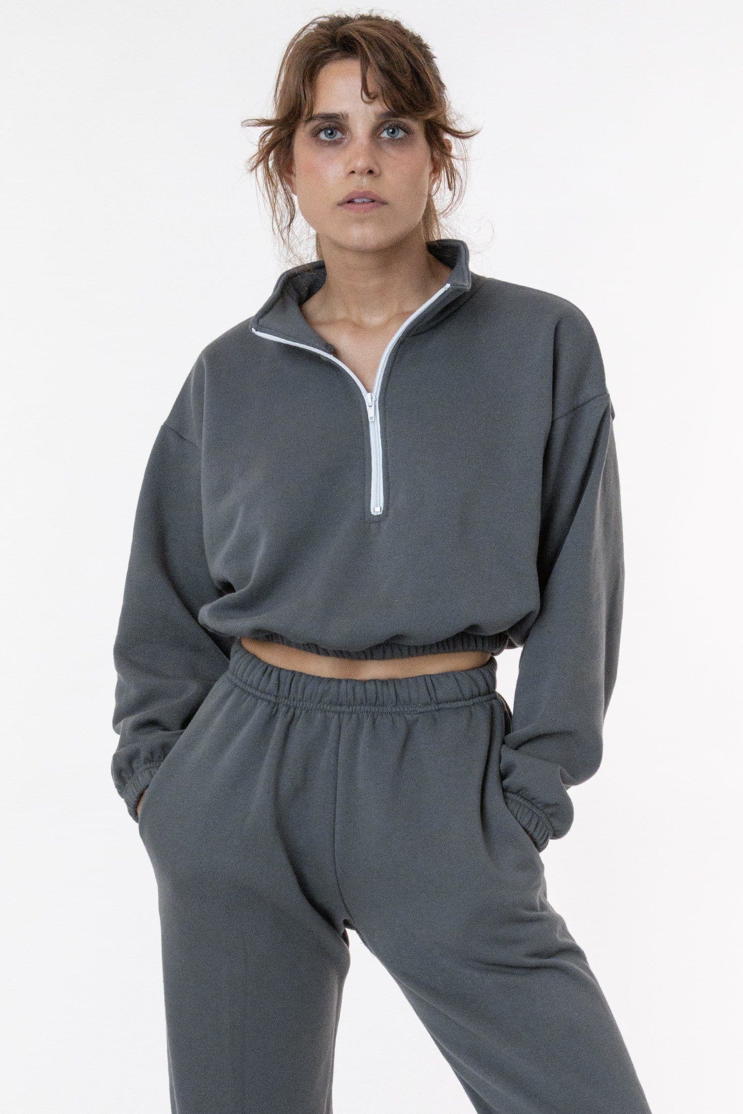 F396 - Flex Fleece Half Zip Cropped Pullover - Image 11