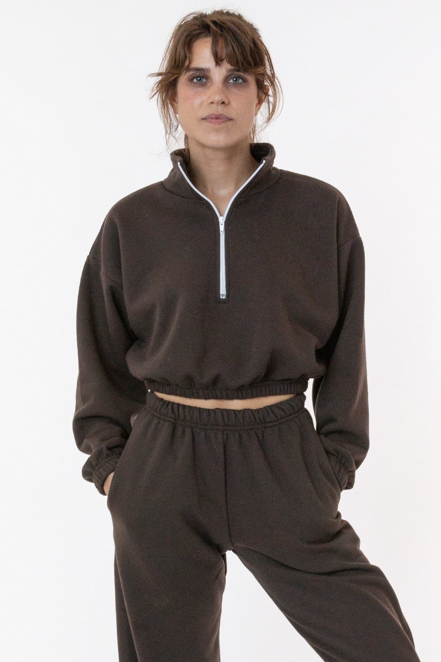 F396 - Flex Fleece Half Zip Cropped Pullover - Image 12