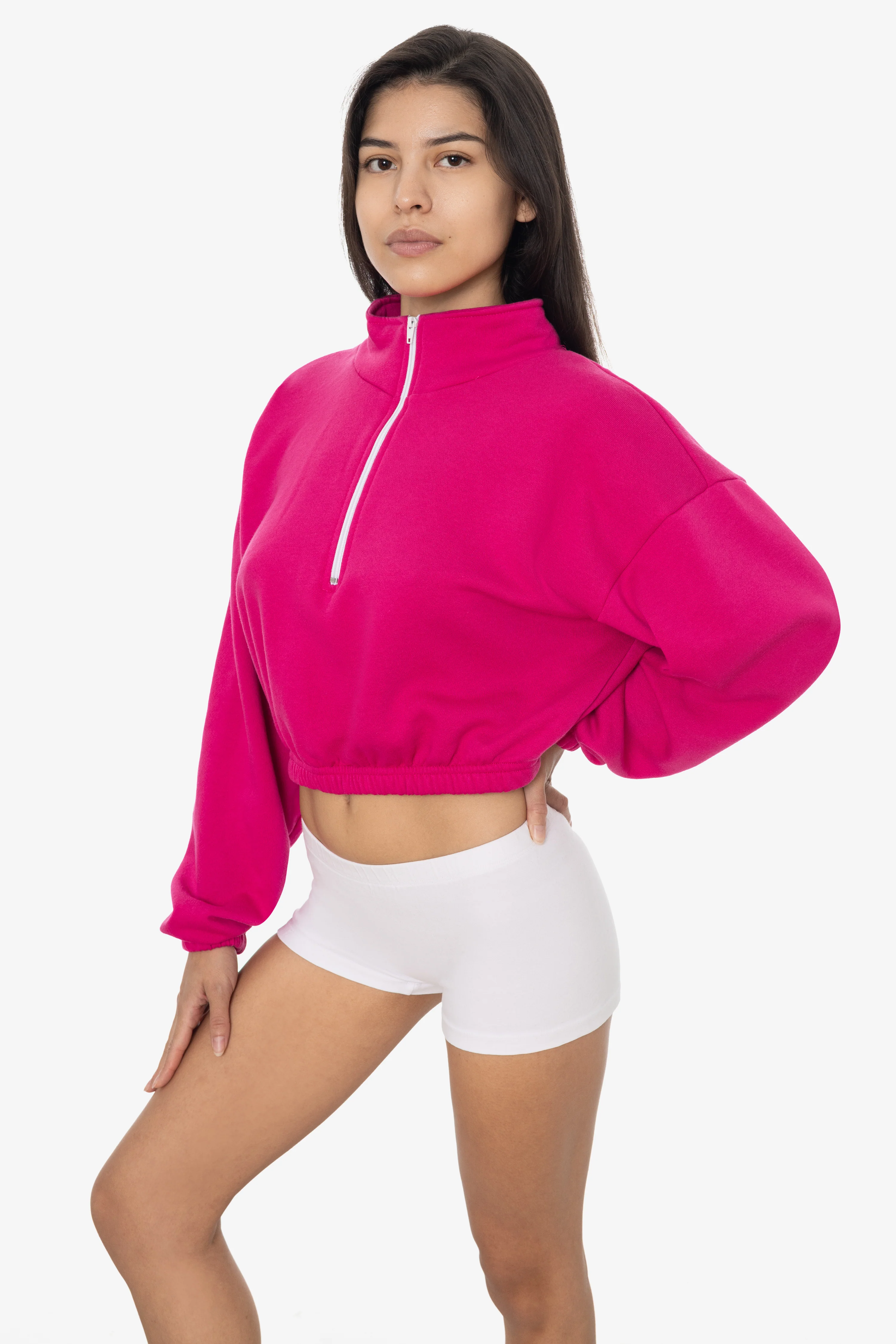 F396 - Flex Fleece Half Zip Cropped Pullover - Image 29
