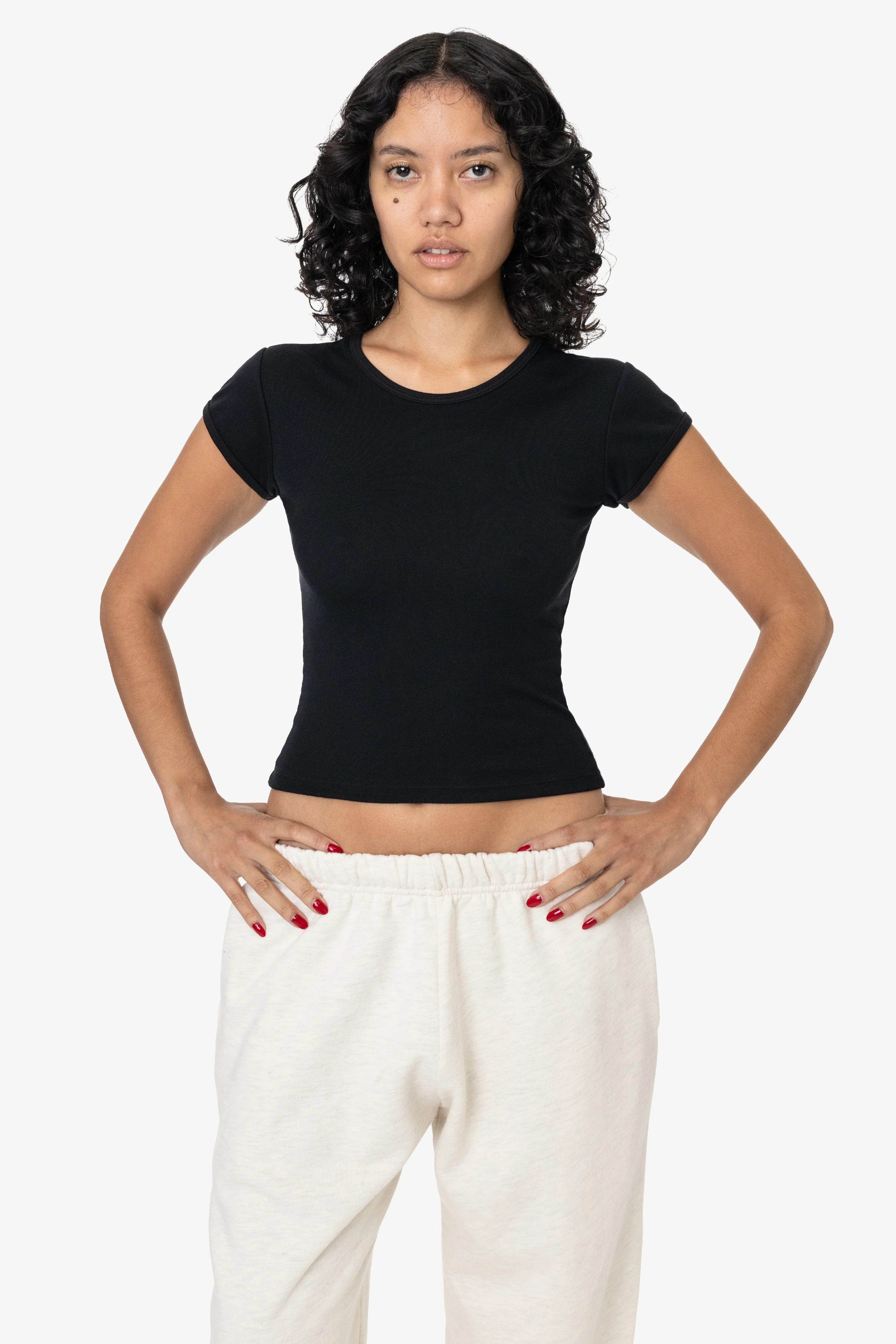 FFR3035L - Poly Cotton Baby Rib Cap Sleeve Tee - Image 4