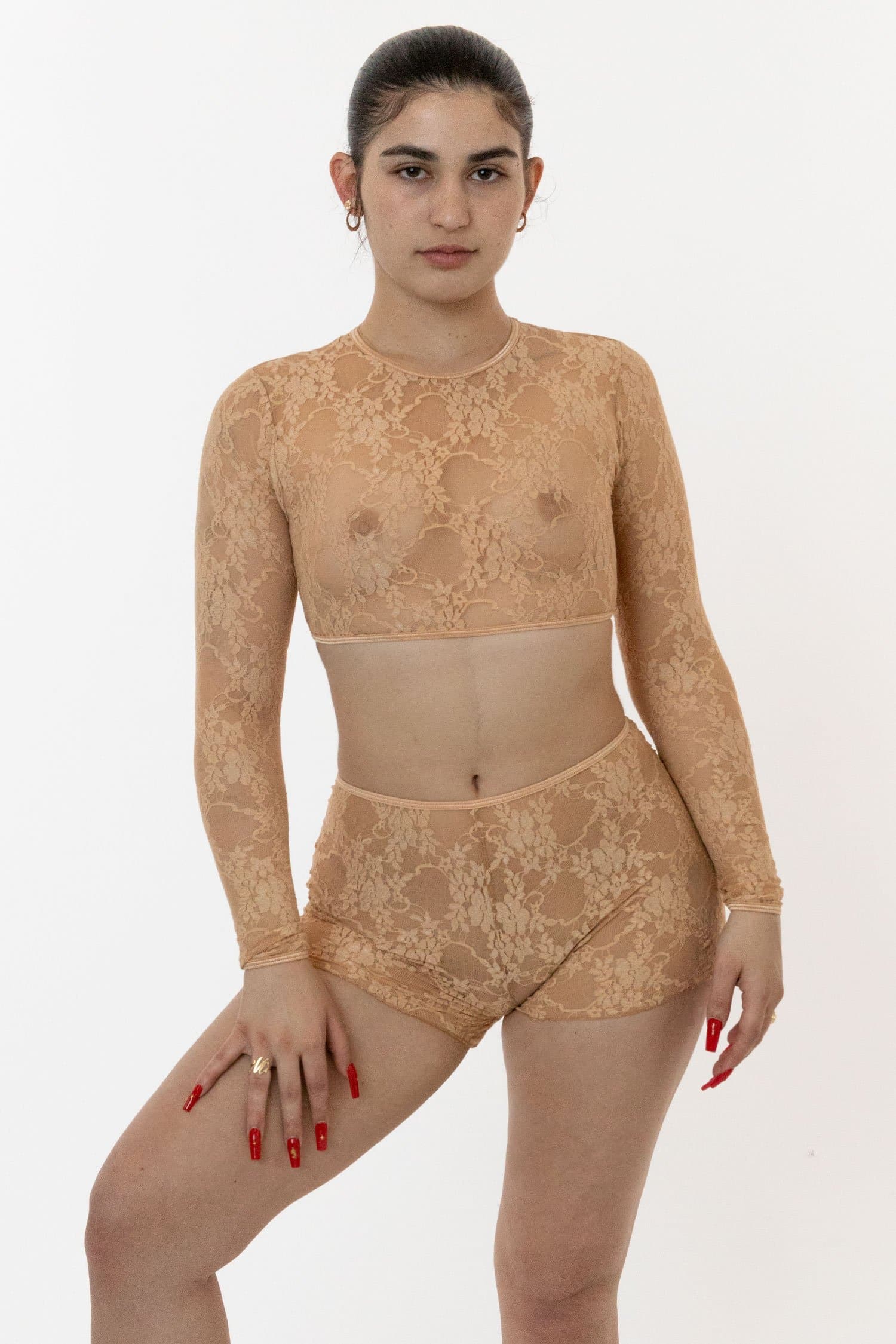 FNS030 - Floral Lace Girly Lounge Short - Image 3