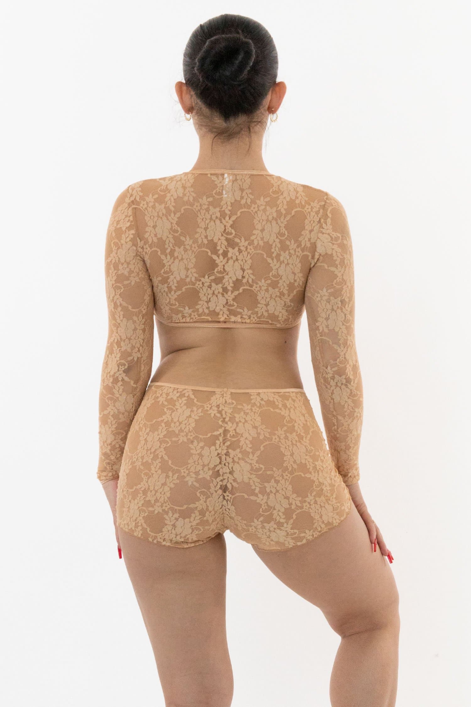 FNS030 - Floral Lace Girly Lounge Short - Image 4