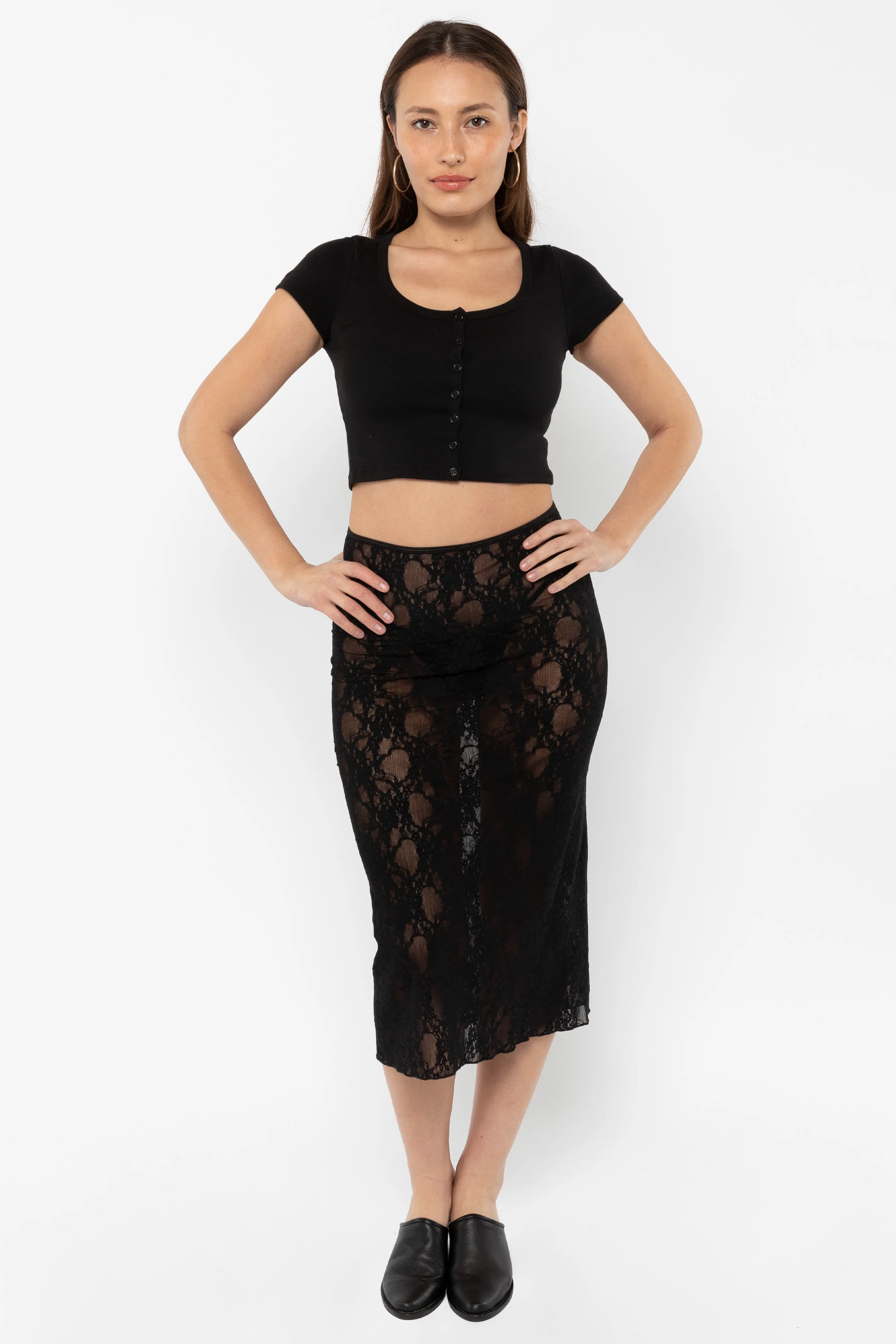 FNS301 - Floral Lace Pencil Skirt - Image 2
