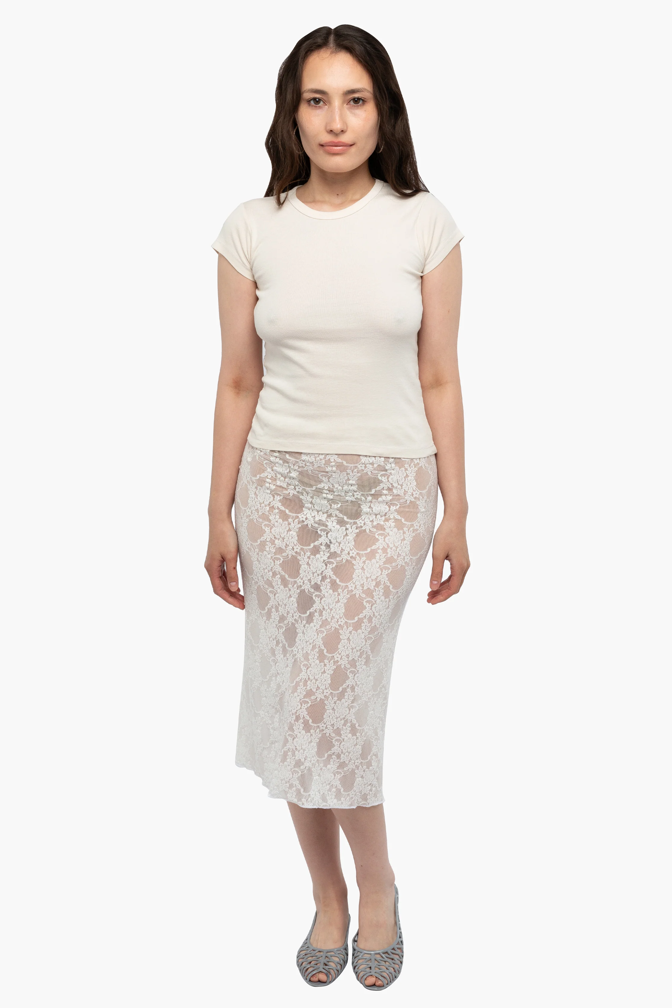 FNS301 - Floral Lace Pencil Skirt - Image 9