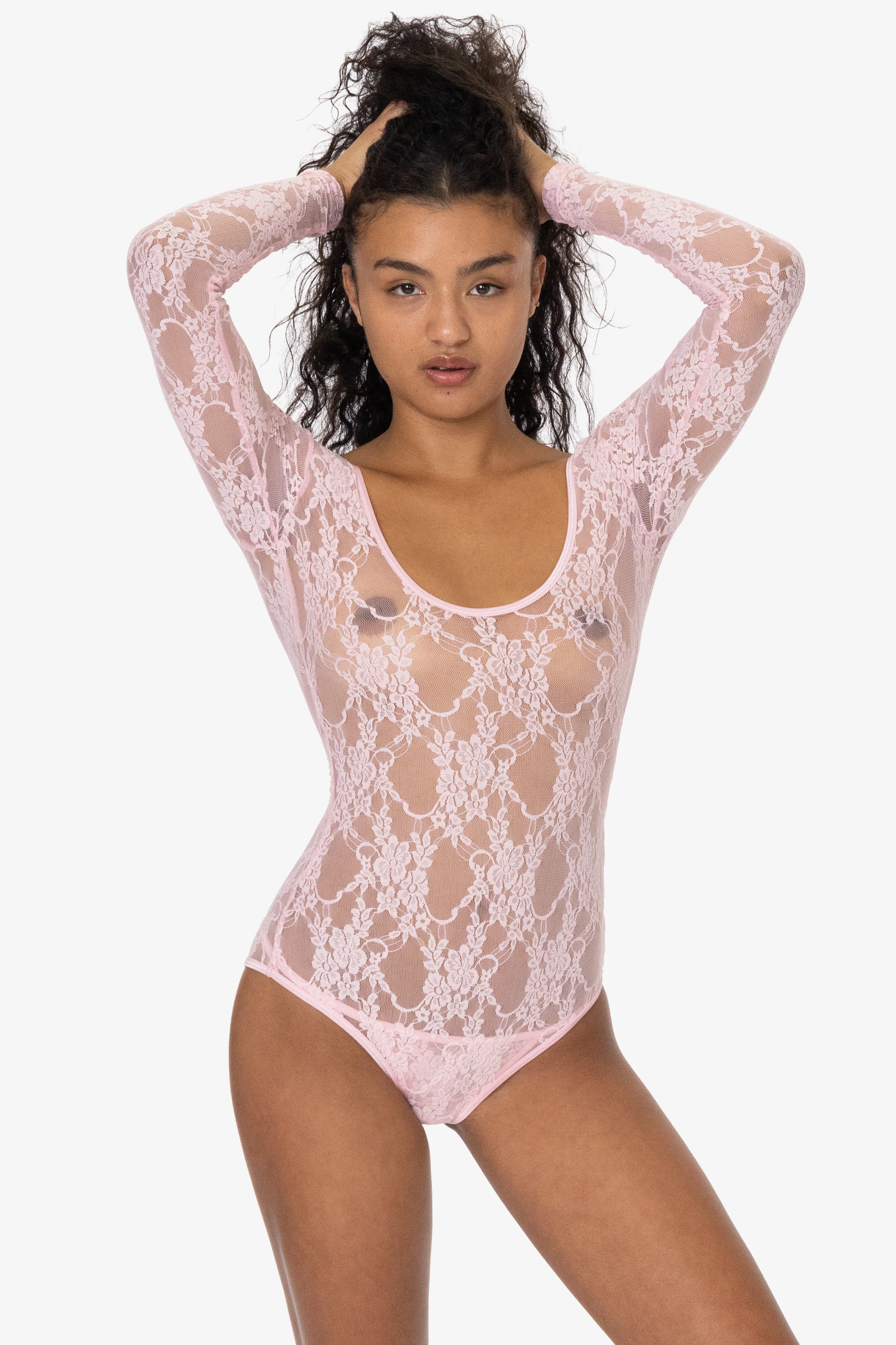 FNS328 - Floral Lace Long Sleeve Scoopneck Bodysuit - Image 11