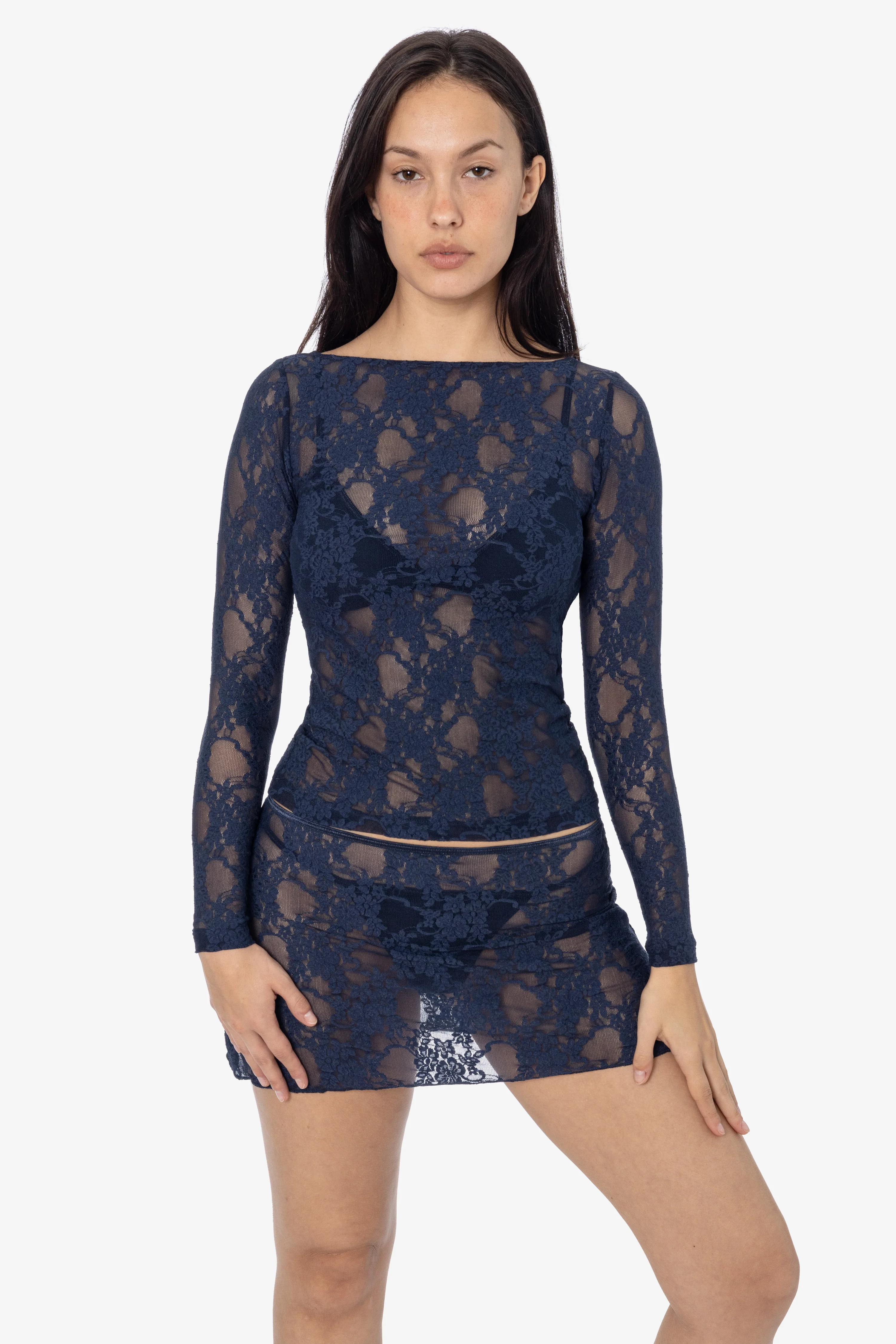 FNS384 - Floral Lace Micro Mini Slip Skirt - Image 11