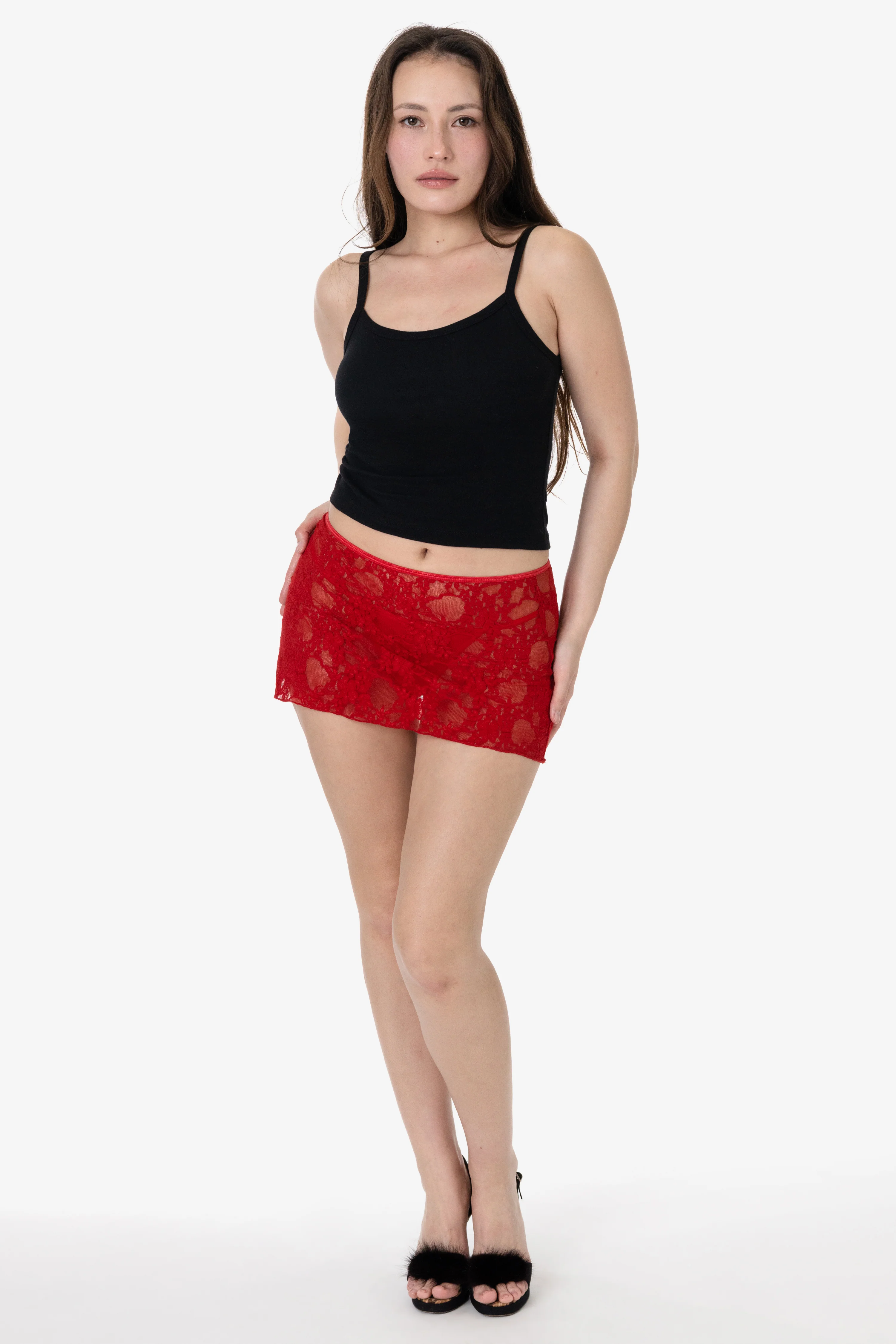 FNS384 - Floral Lace Micro Mini Slip Skirt - Image 8