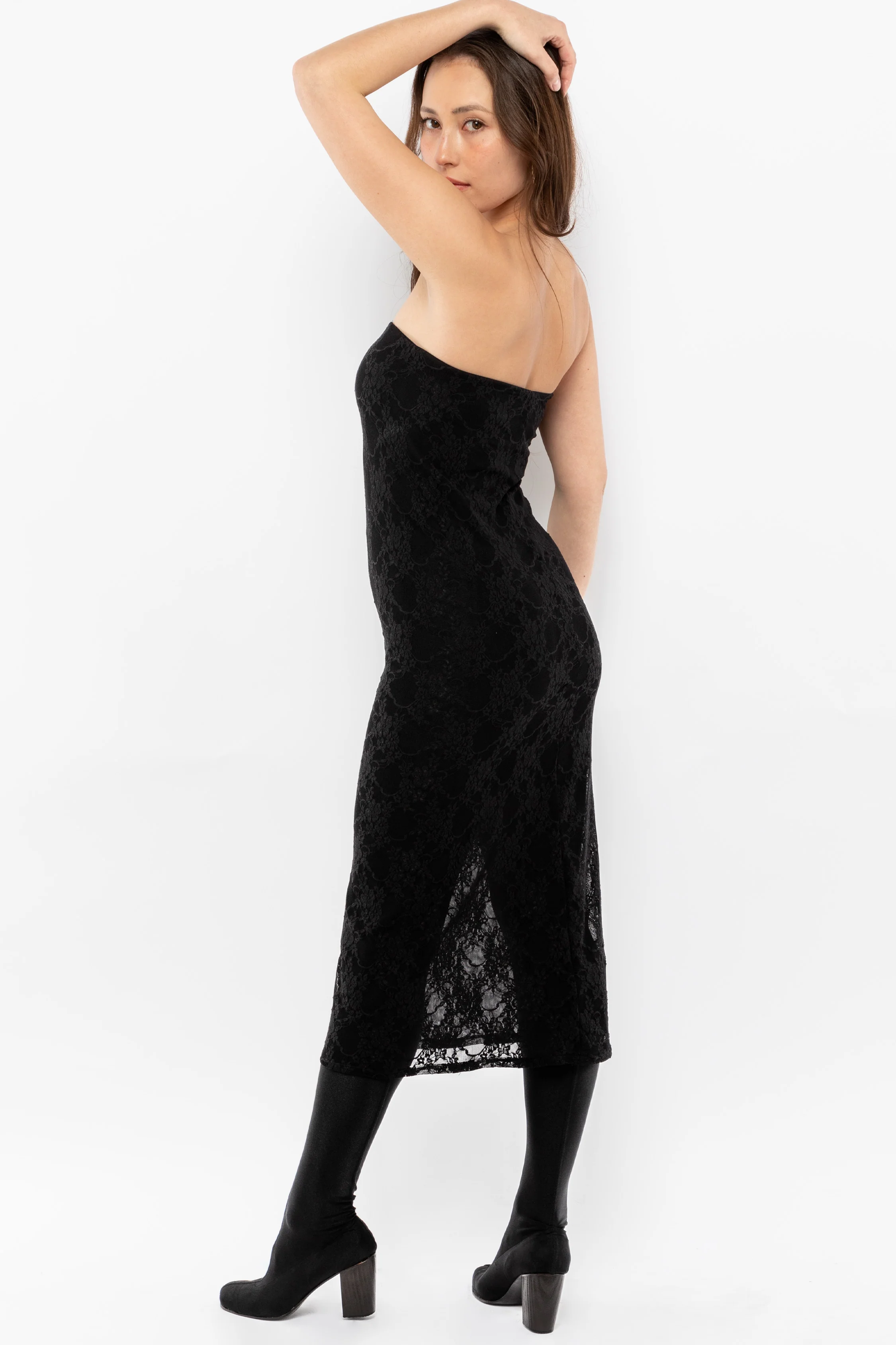 FNS800 - Floral Lace Midi Tube Dress - Image 5