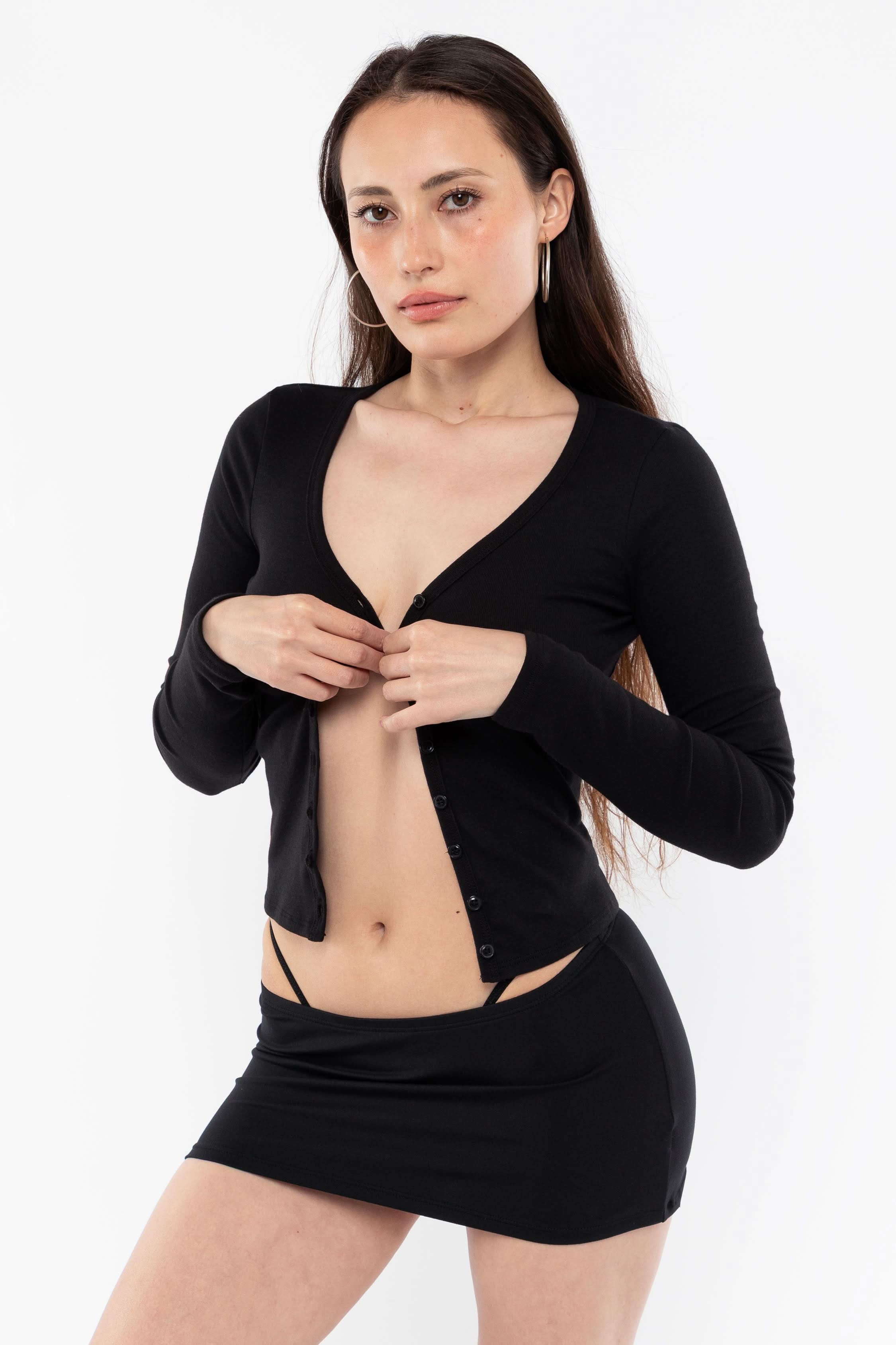 FR0114 - Flex Rib V Neck Button Up Top - Image 4