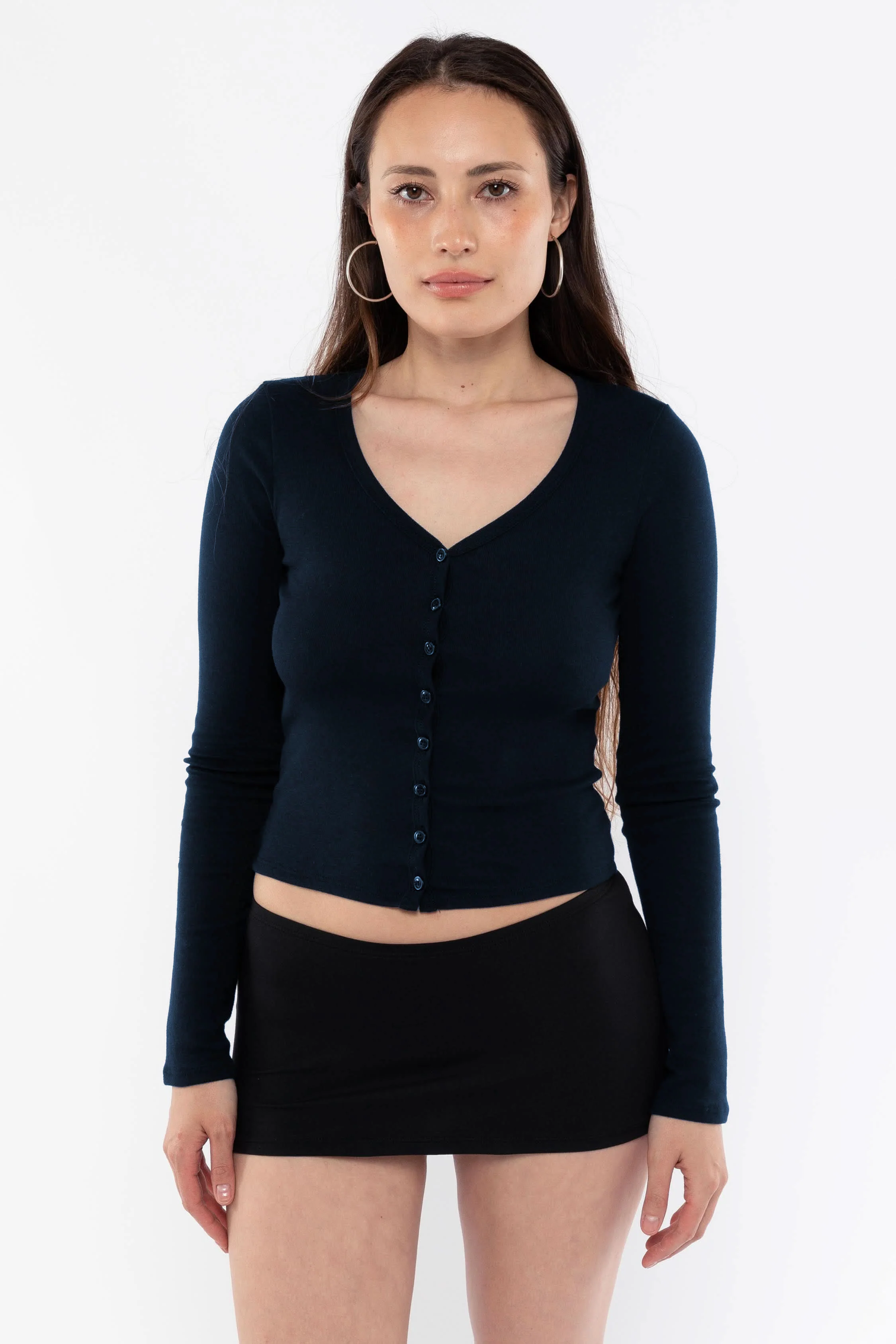 FR0114 - Flex Rib V Neck Button Up Top - Image 6