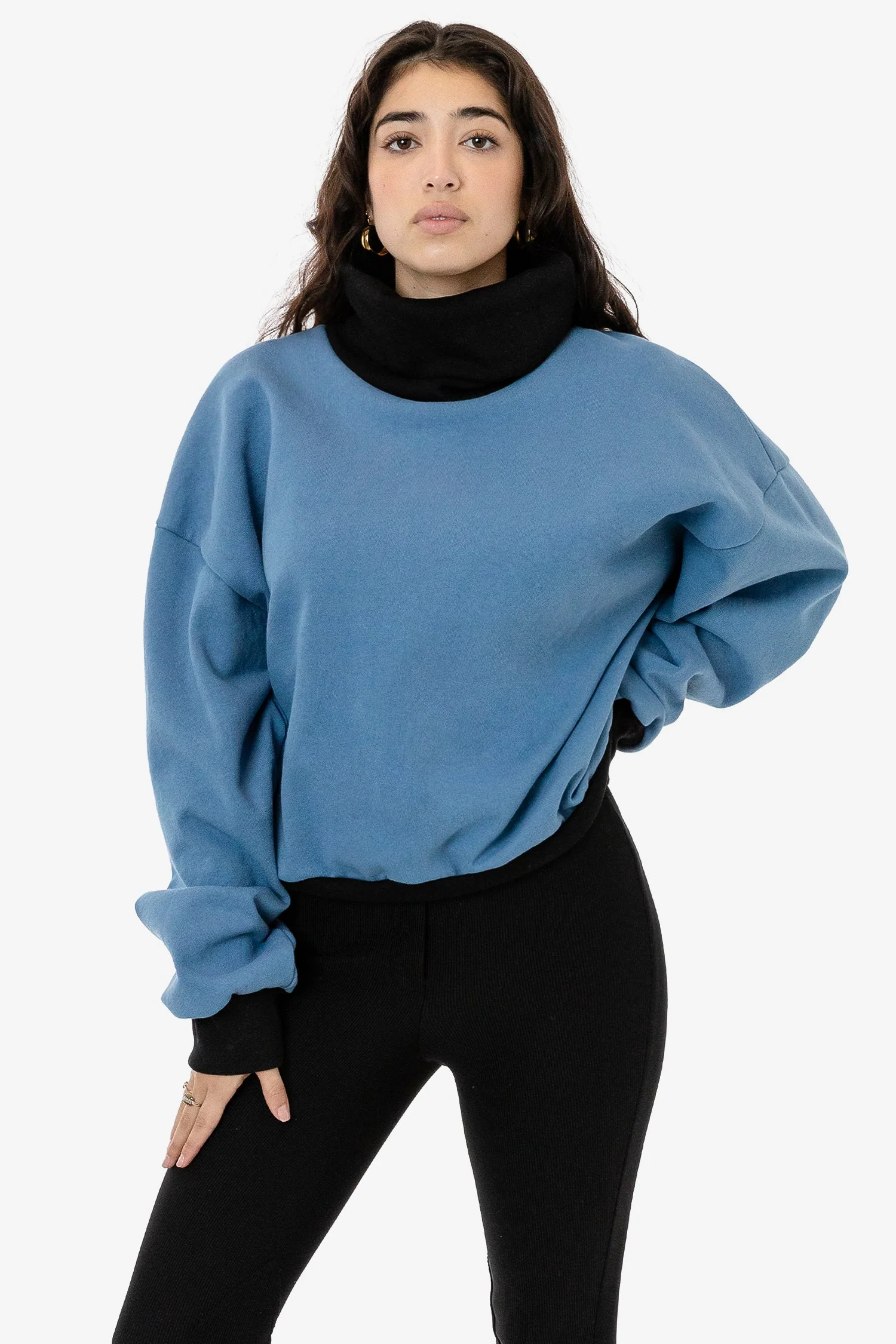 HF-313 - Heavy Fleece Oversized Turtleneck Sweater with Contrast Rib - Image 10