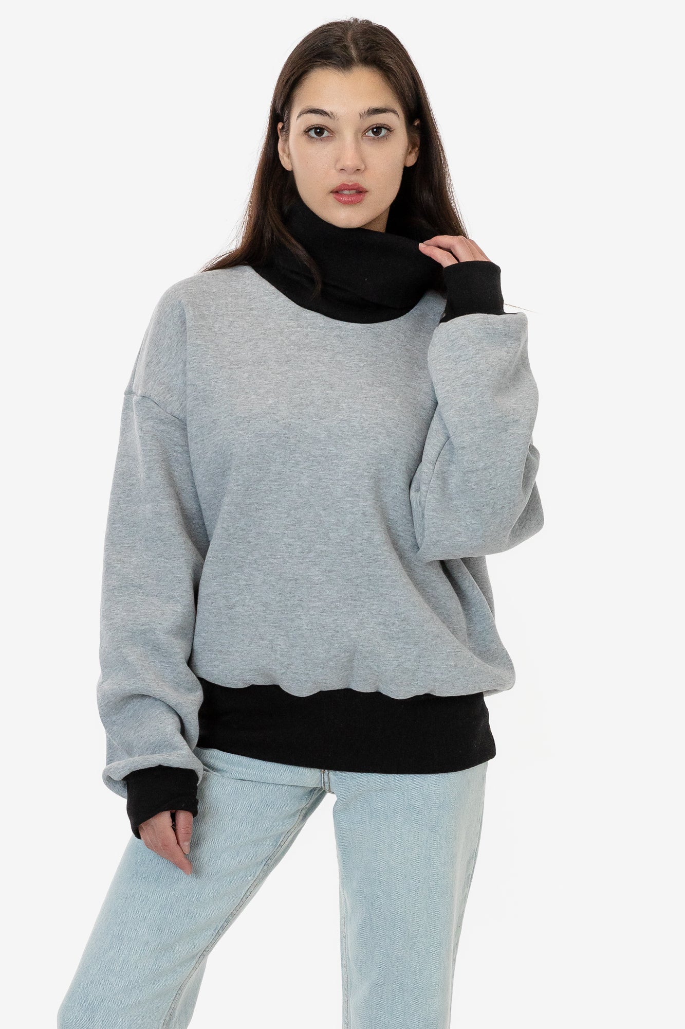 HF-313 - Heavy Fleece Oversized Turtleneck Sweater with Contrast Rib - Image 13