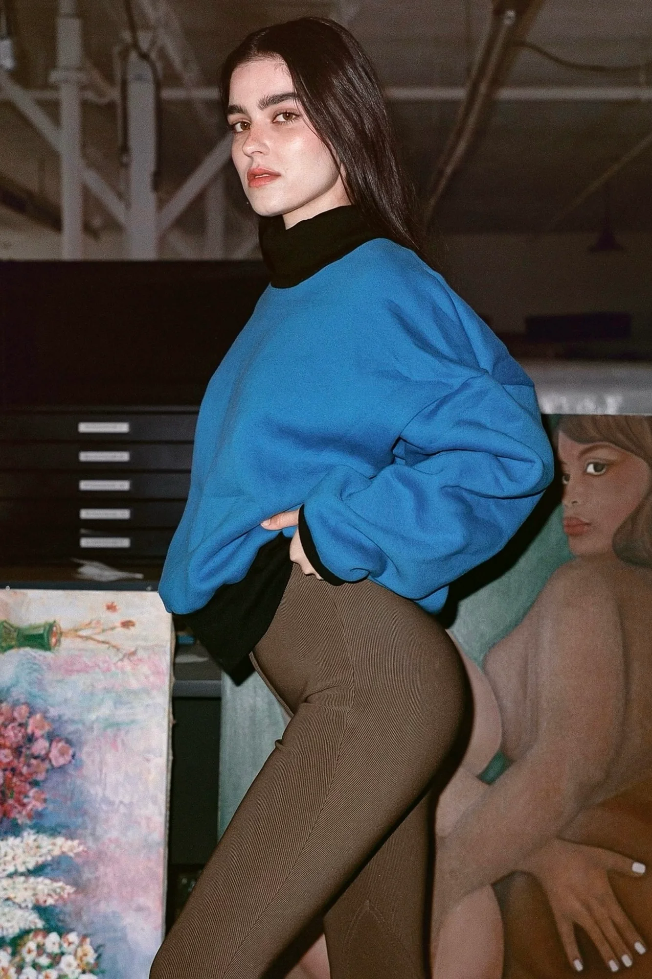 HF-313 - Heavy Fleece Oversized Turtleneck Sweater with Contrast Rib - Image 18