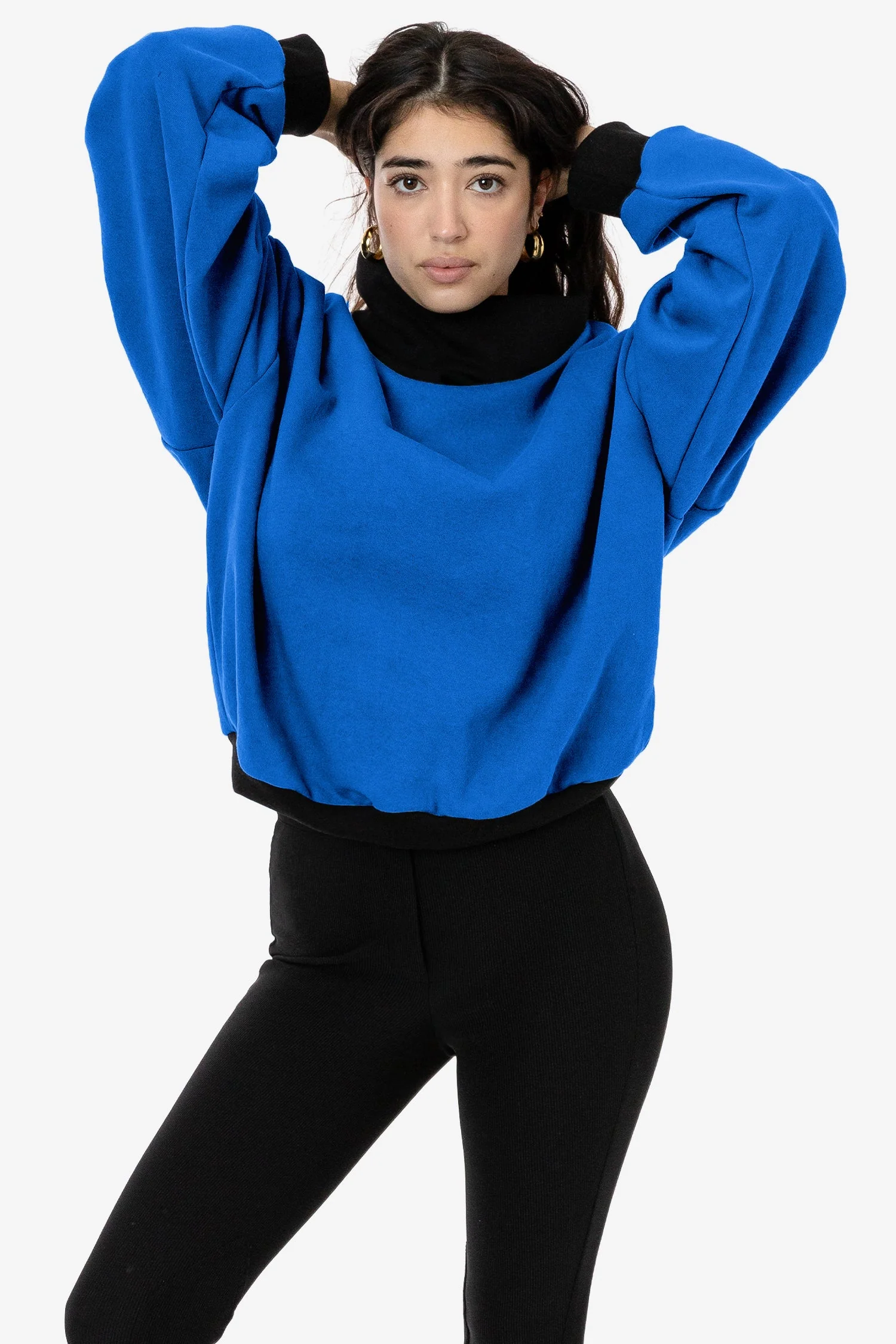 HF-313 - Heavy Fleece Oversized Turtleneck Sweater with Contrast Rib - Image 3