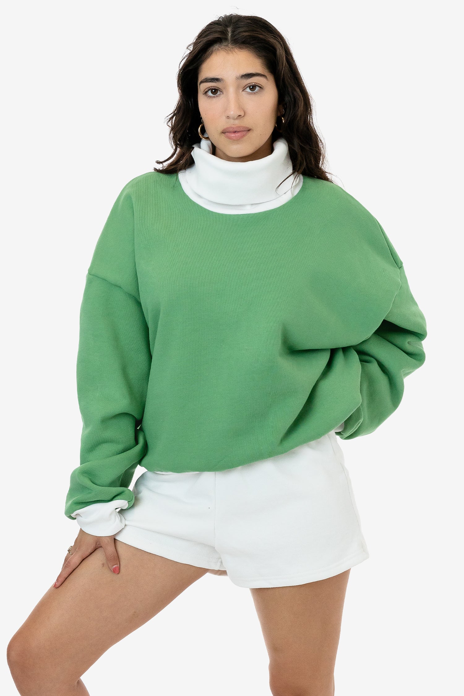 HF-313 - Heavy Fleece Oversized Turtleneck Sweater with Contrast Rib - Image 4