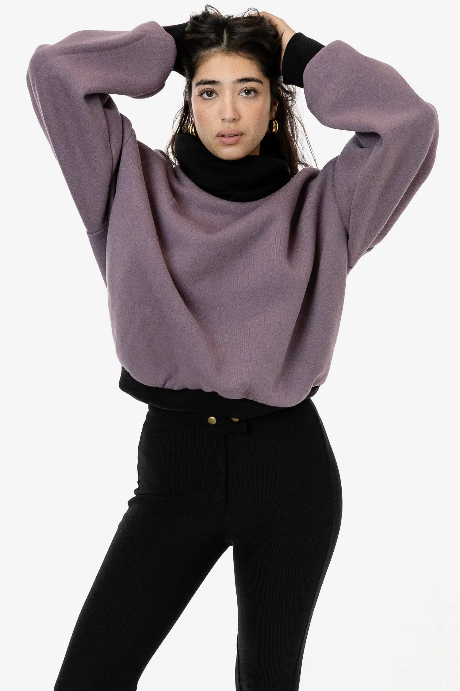 HF-313 - Heavy Fleece Oversized Turtleneck Sweater with Contrast Rib - Image 6