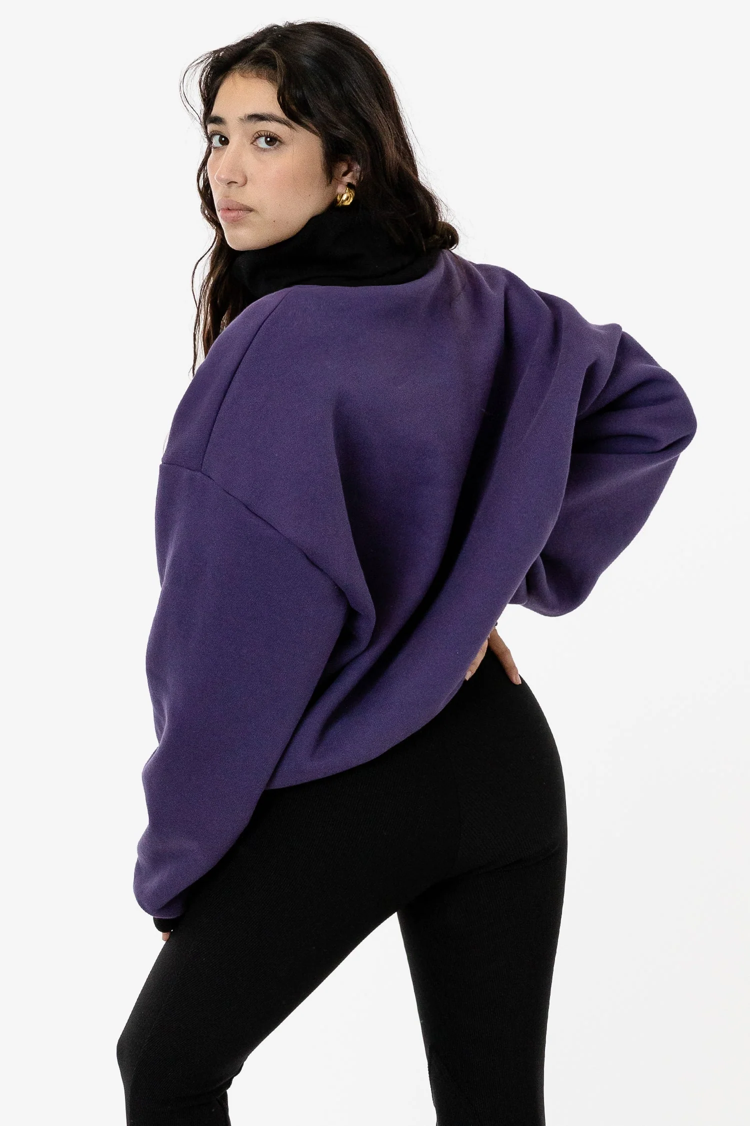 HF-313 - Heavy Fleece Oversized Turtleneck Sweater with Contrast Rib - Image 8