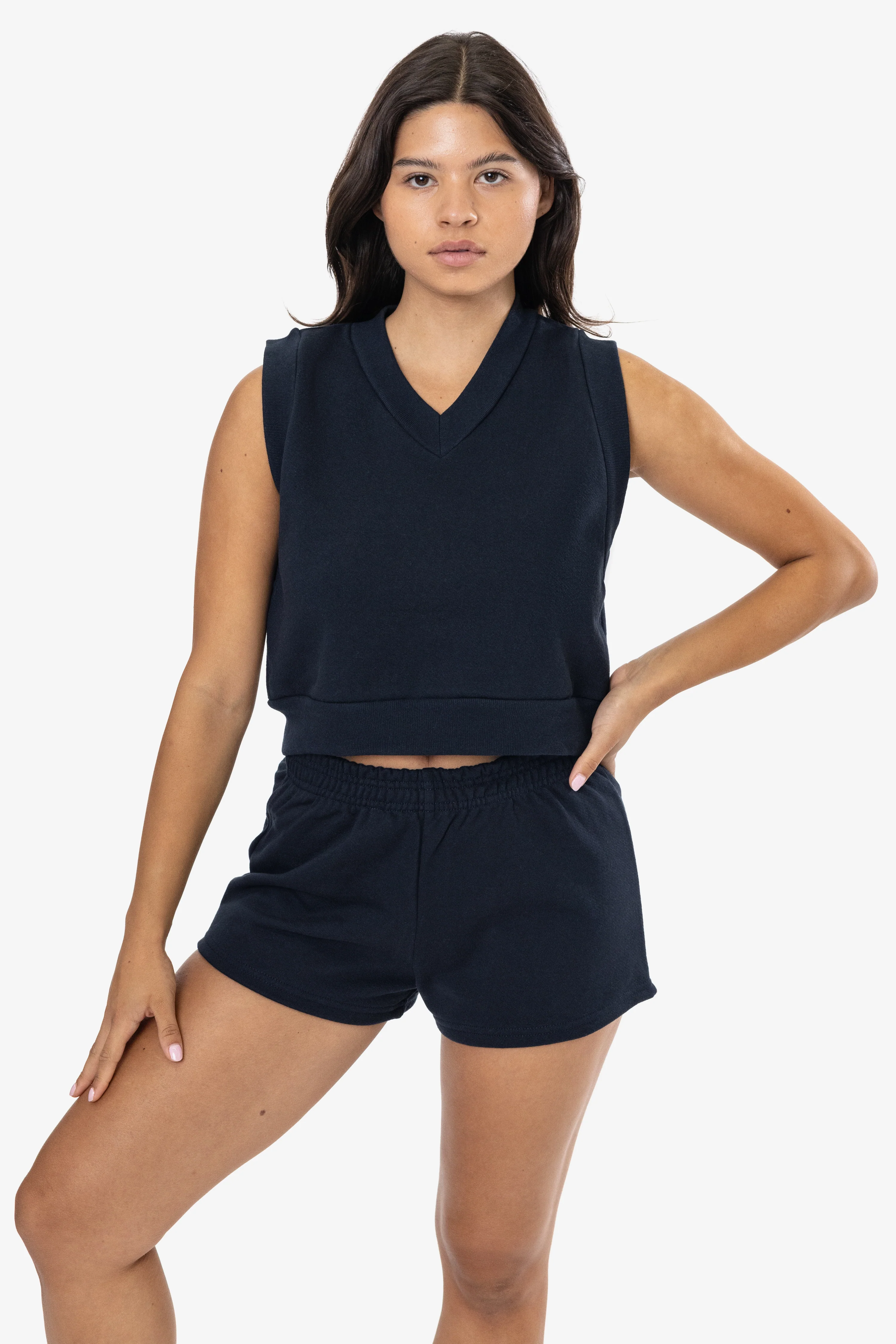 HF-357 - Heavy Fleece Cropped V-neck Vest (Piece Dye) - Image 5