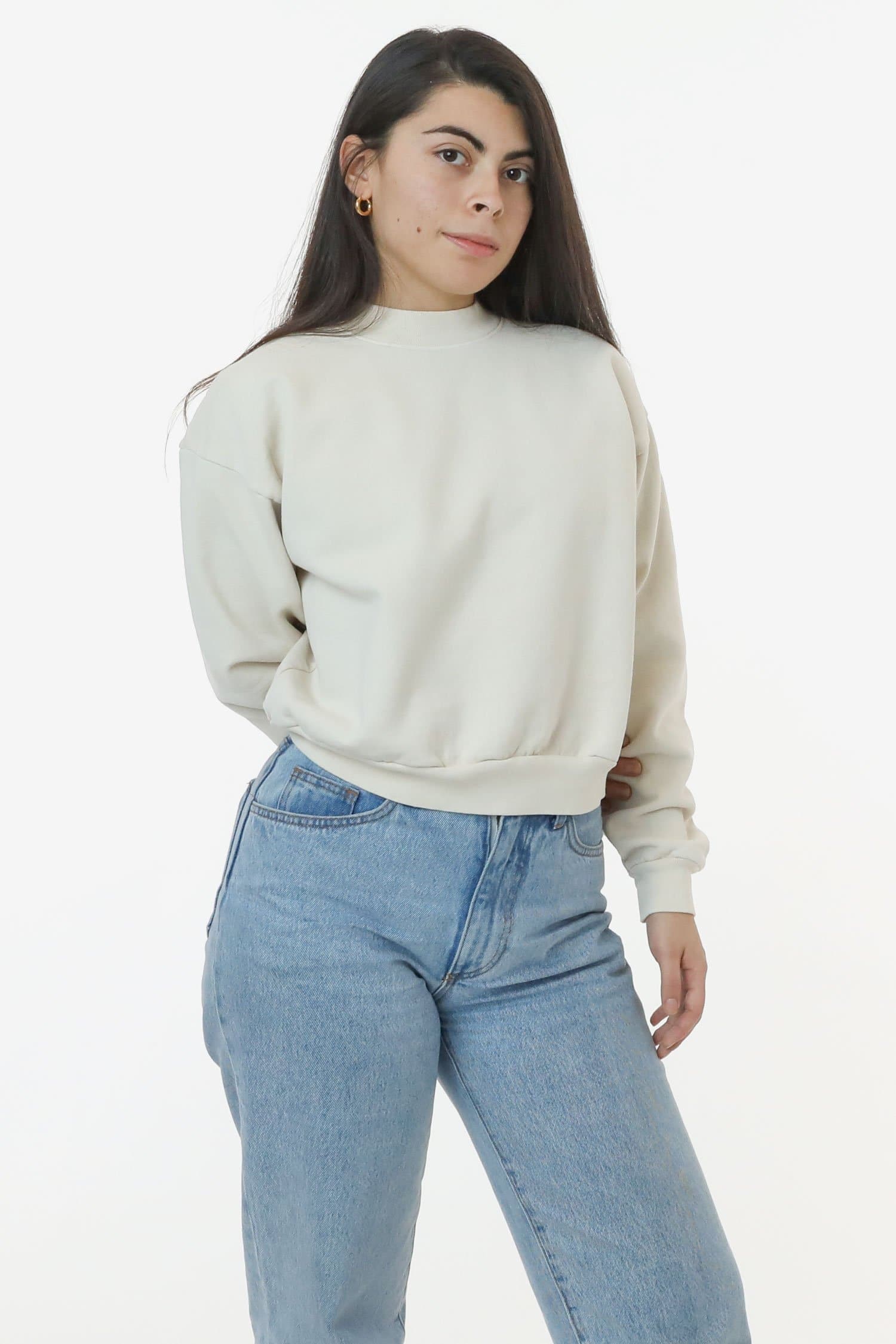 HF06 - Heavy Fleece Cropped Mock Neck Pullover (Garment Dye) - Image 12