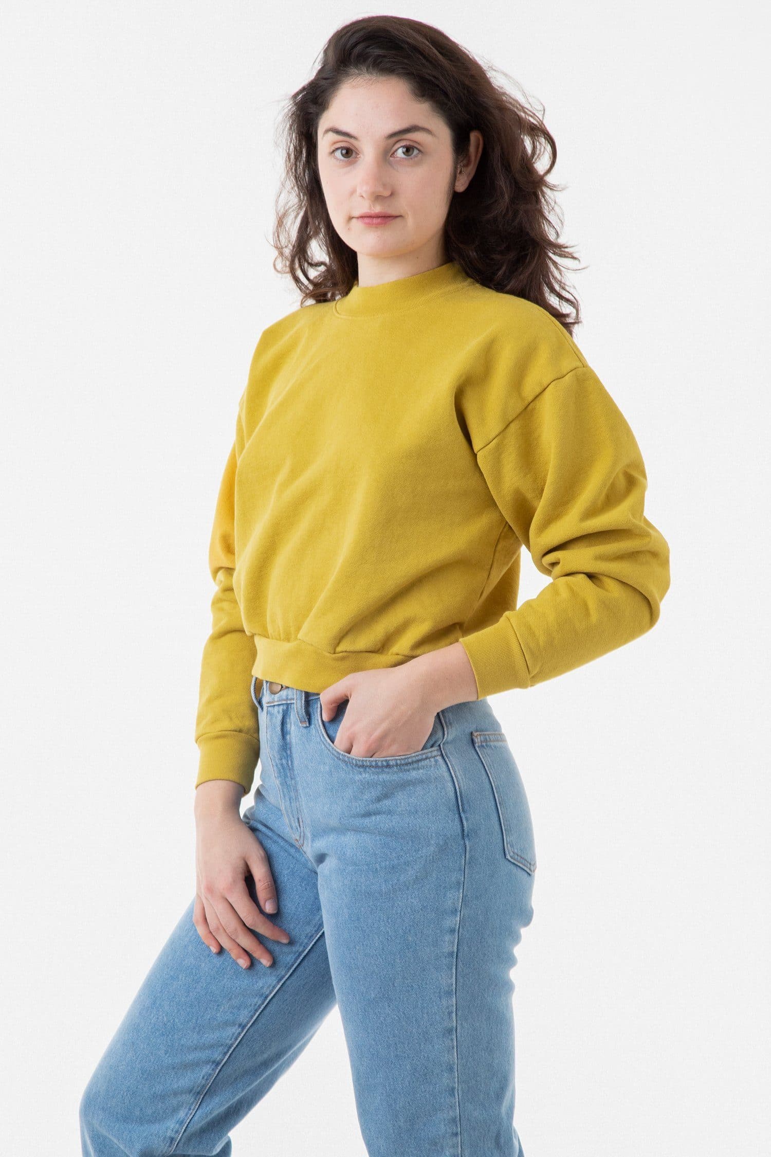 HF06 - Heavy Fleece Cropped Mock Neck Pullover (Garment Dye) - Image 14