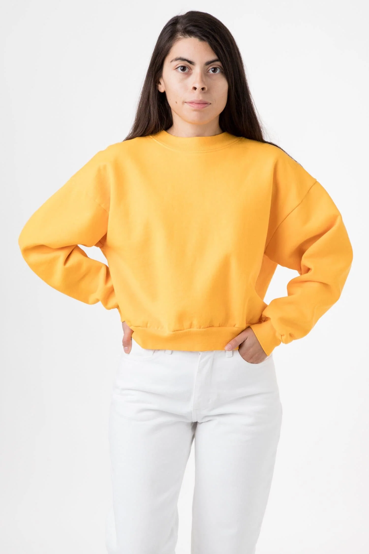 HF06 - Heavy Fleece Cropped Mock Neck Pullover (Garment Dye) - Image 16