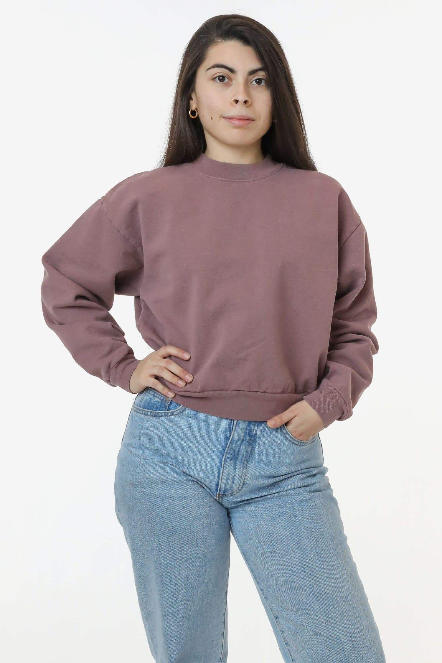 HF06 - Heavy Fleece Cropped Mock Neck Pullover (Garment Dye) - Image 19