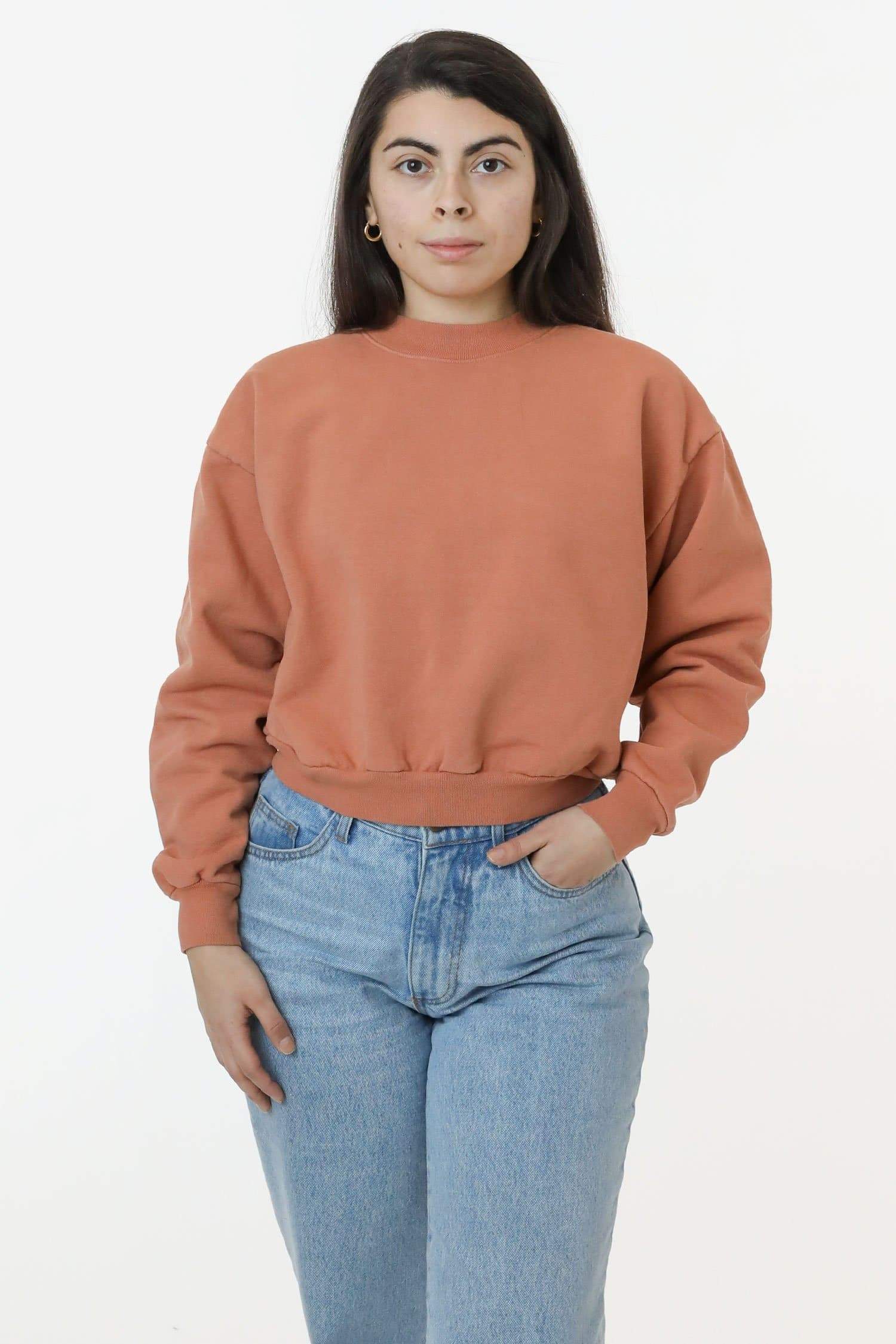 HF06 - Heavy Fleece Cropped Mock Neck Pullover (Garment Dye) - Image 27