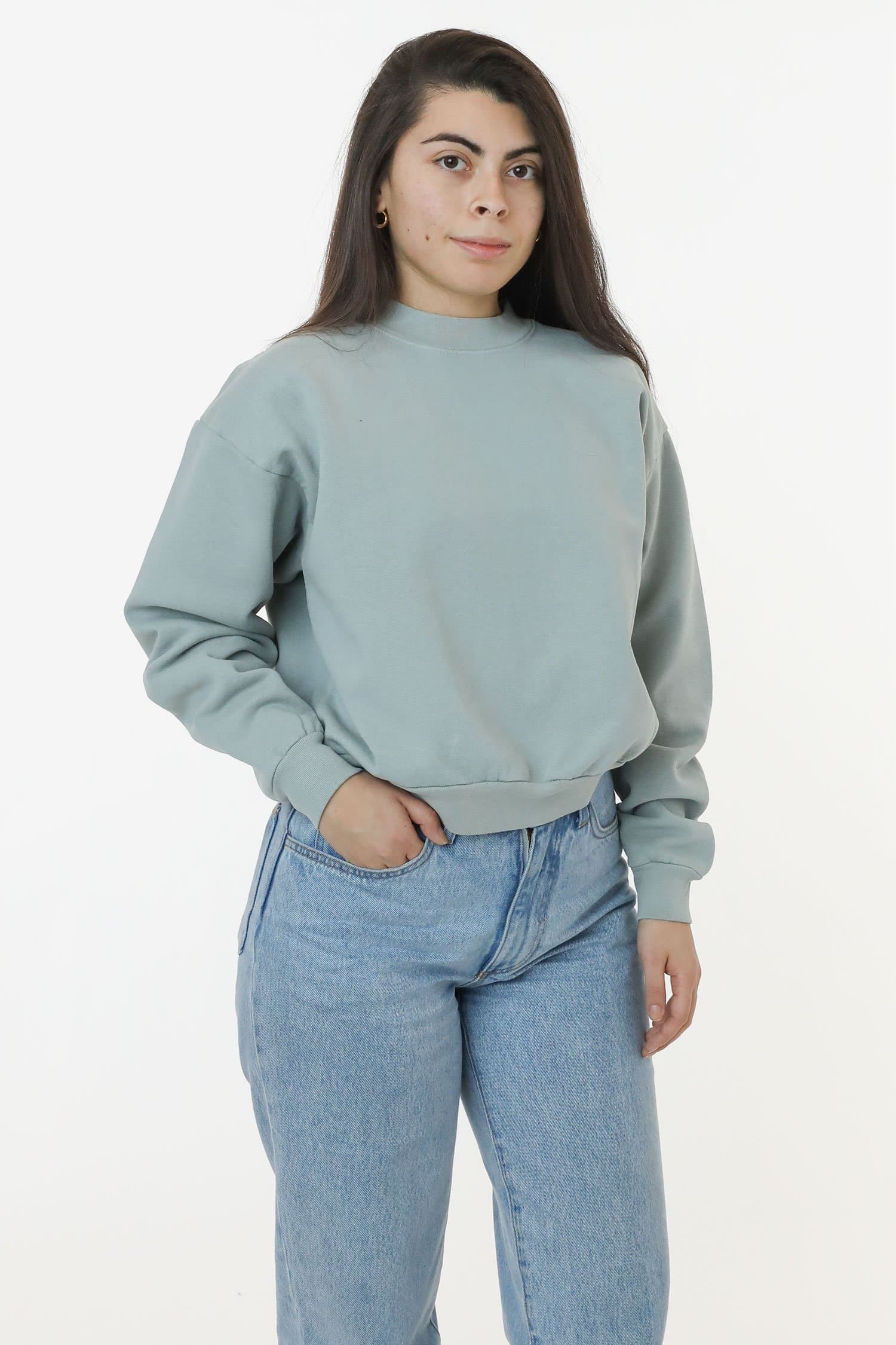 HF06 - Heavy Fleece Cropped Mock Neck Pullover (Garment Dye) - Image 30