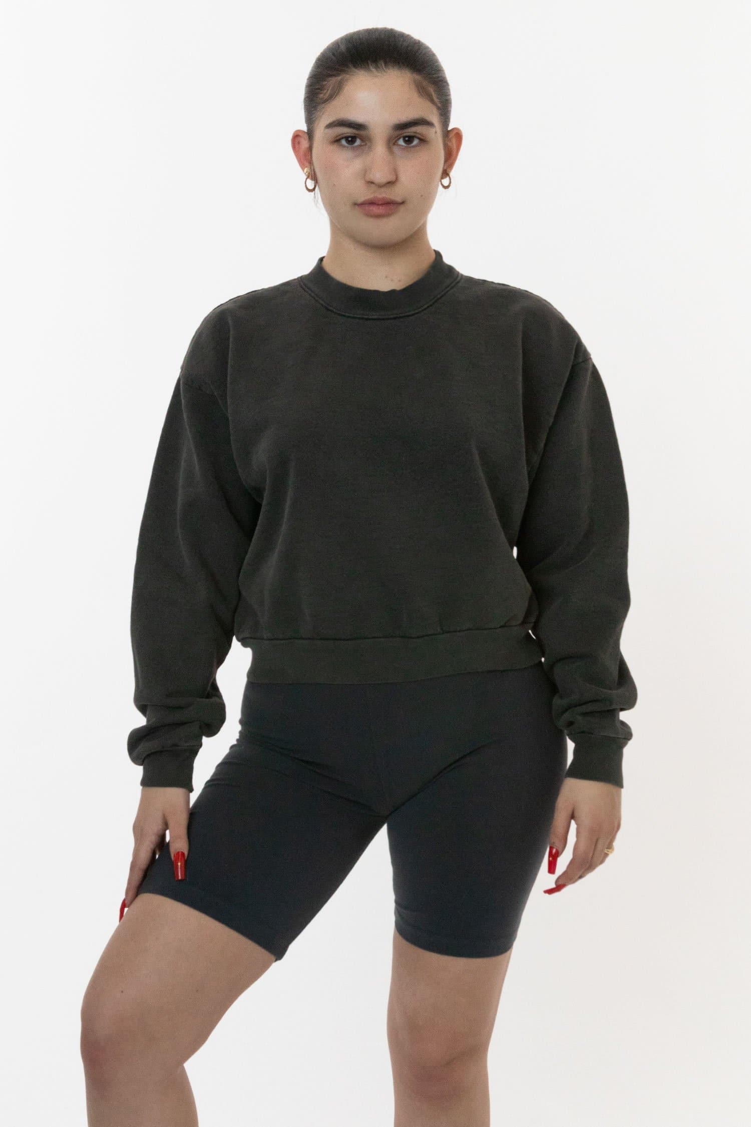 HF06 - Heavy Fleece Cropped Mock Neck Pullover (Garment Dye) - Image 32
