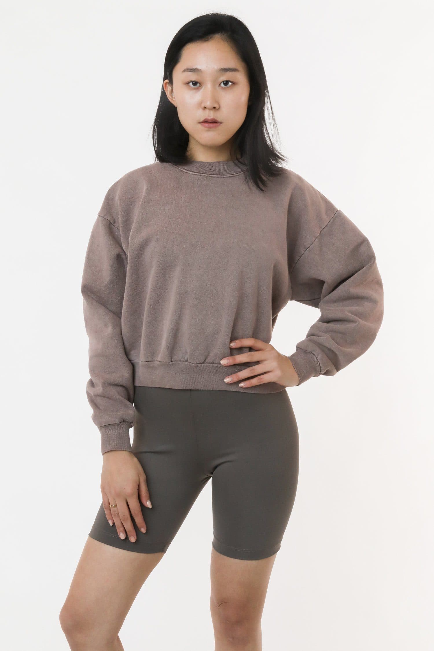 HF06 - Heavy Fleece Cropped Mock Neck Pullover (Garment Dye) - Image 34