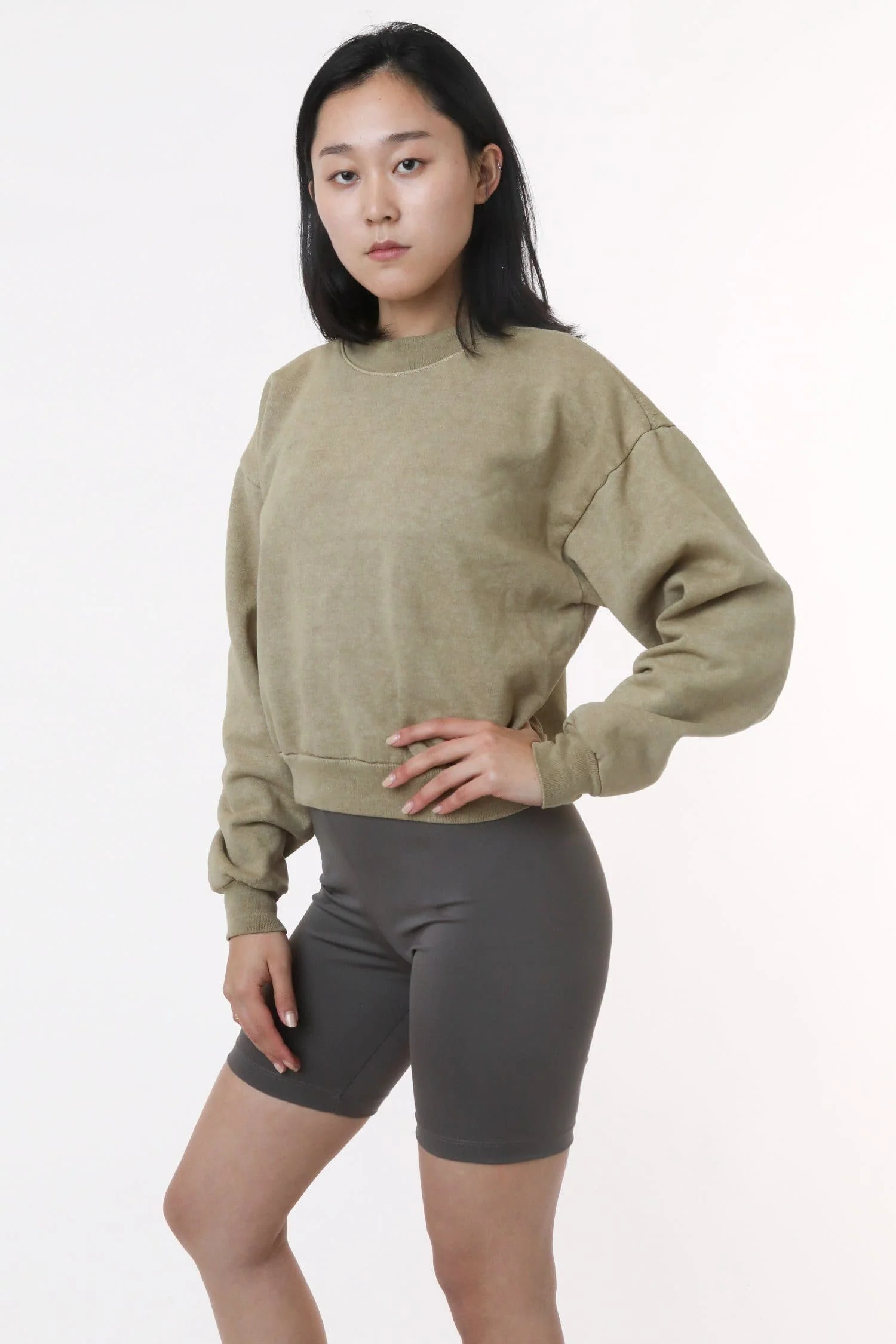 HF06 - Heavy Fleece Cropped Mock Neck Pullover (Garment Dye) - Image 35