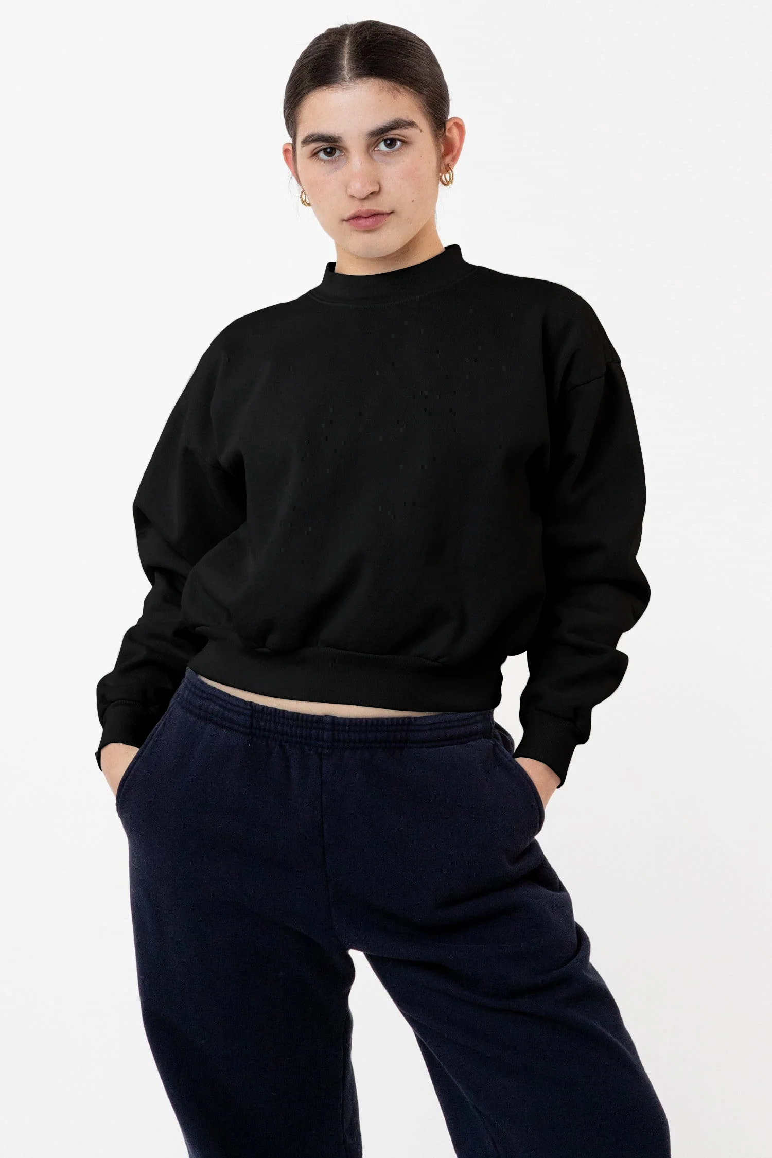 HF06 - Heavy Fleece Cropped Mock Neck Pullover (Garment Dye) - Image 5