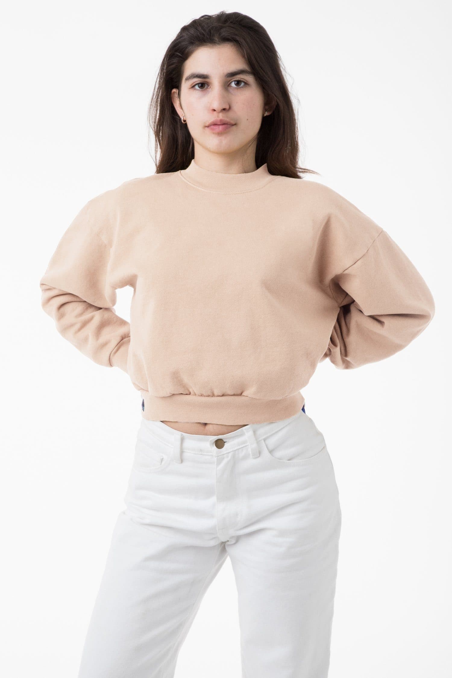 HF06 - Heavy Fleece Cropped Mock Neck Pullover (Garment Dye) - Image 6