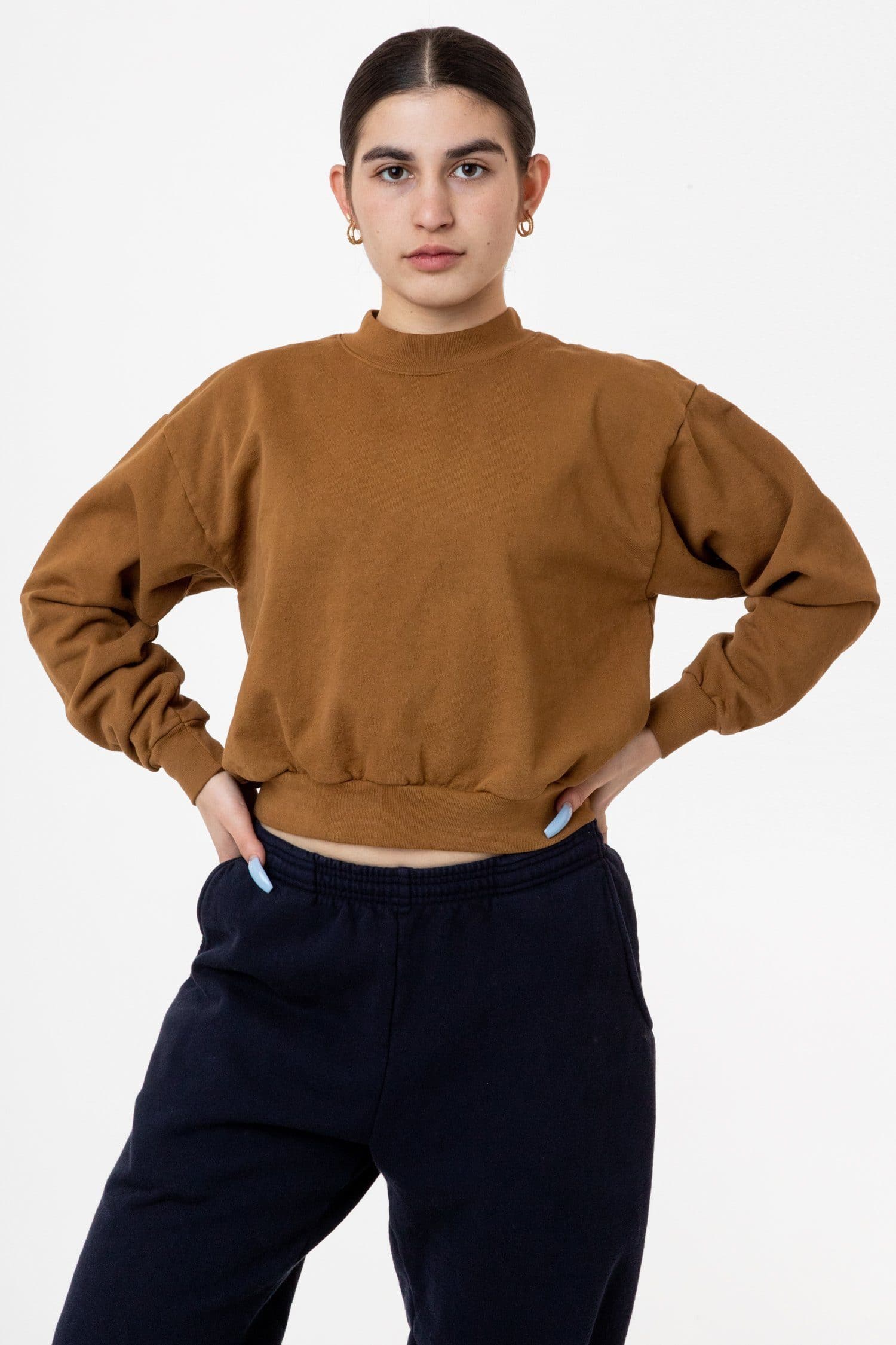 HF06 - Heavy Fleece Cropped Mock Neck Pullover (Garment Dye) - Image 7