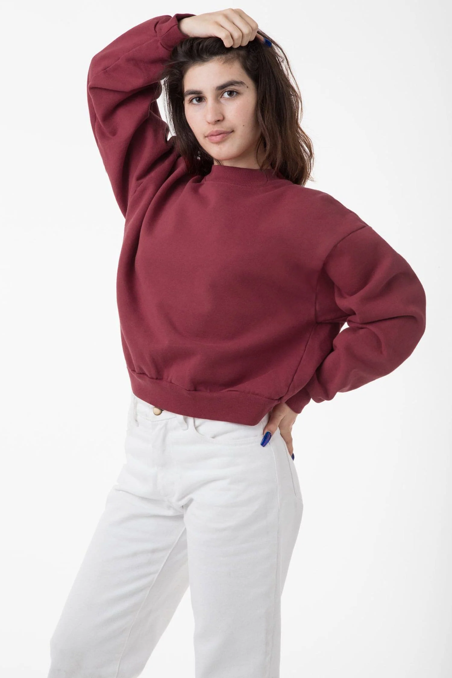 HF06 - Heavy Fleece Cropped Mock Neck Pullover (Garment Dye) - Image 9