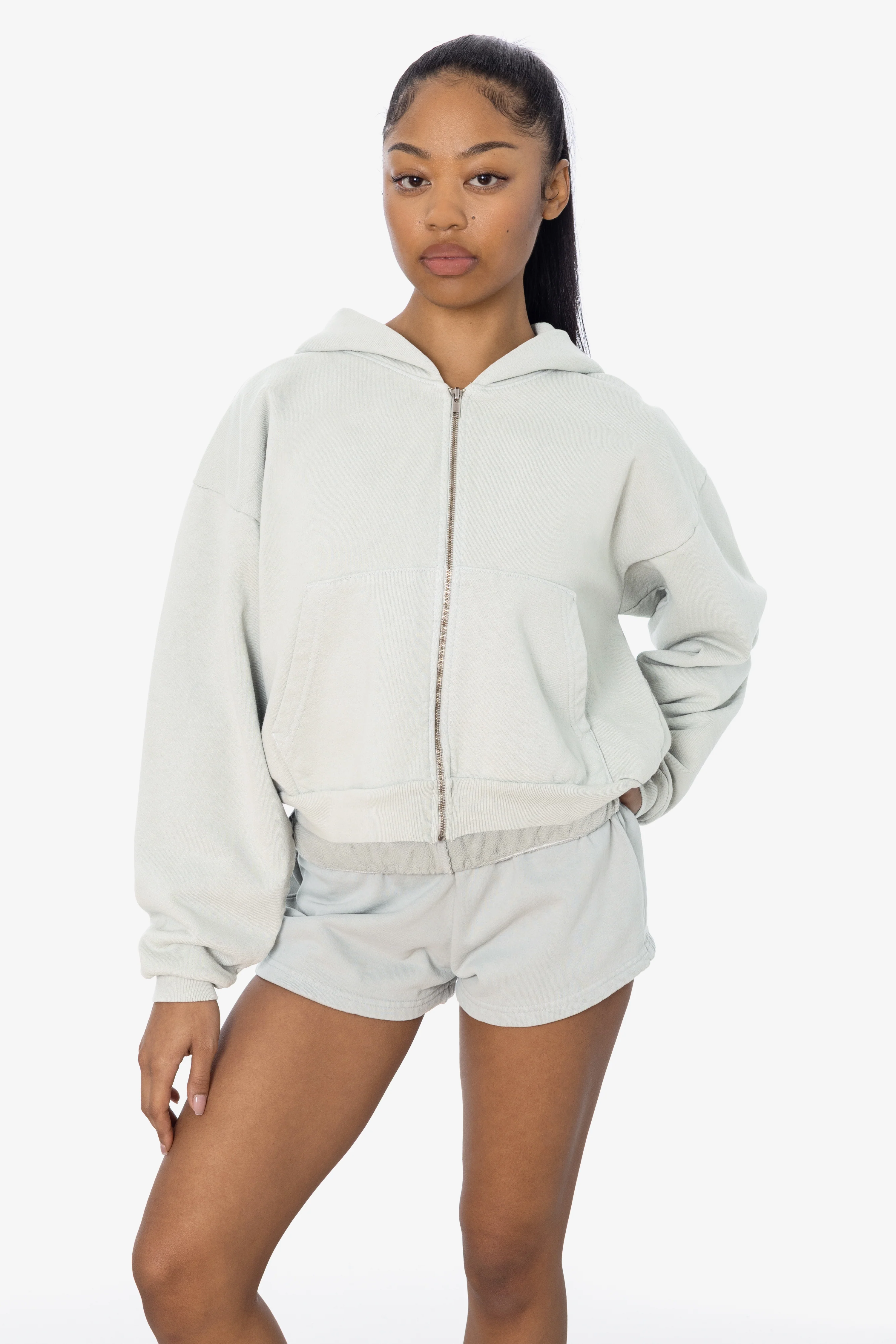 HF16 - Heavy Fleece Cropped Zip-Up Hoodie (Garment Dye) - Image 10