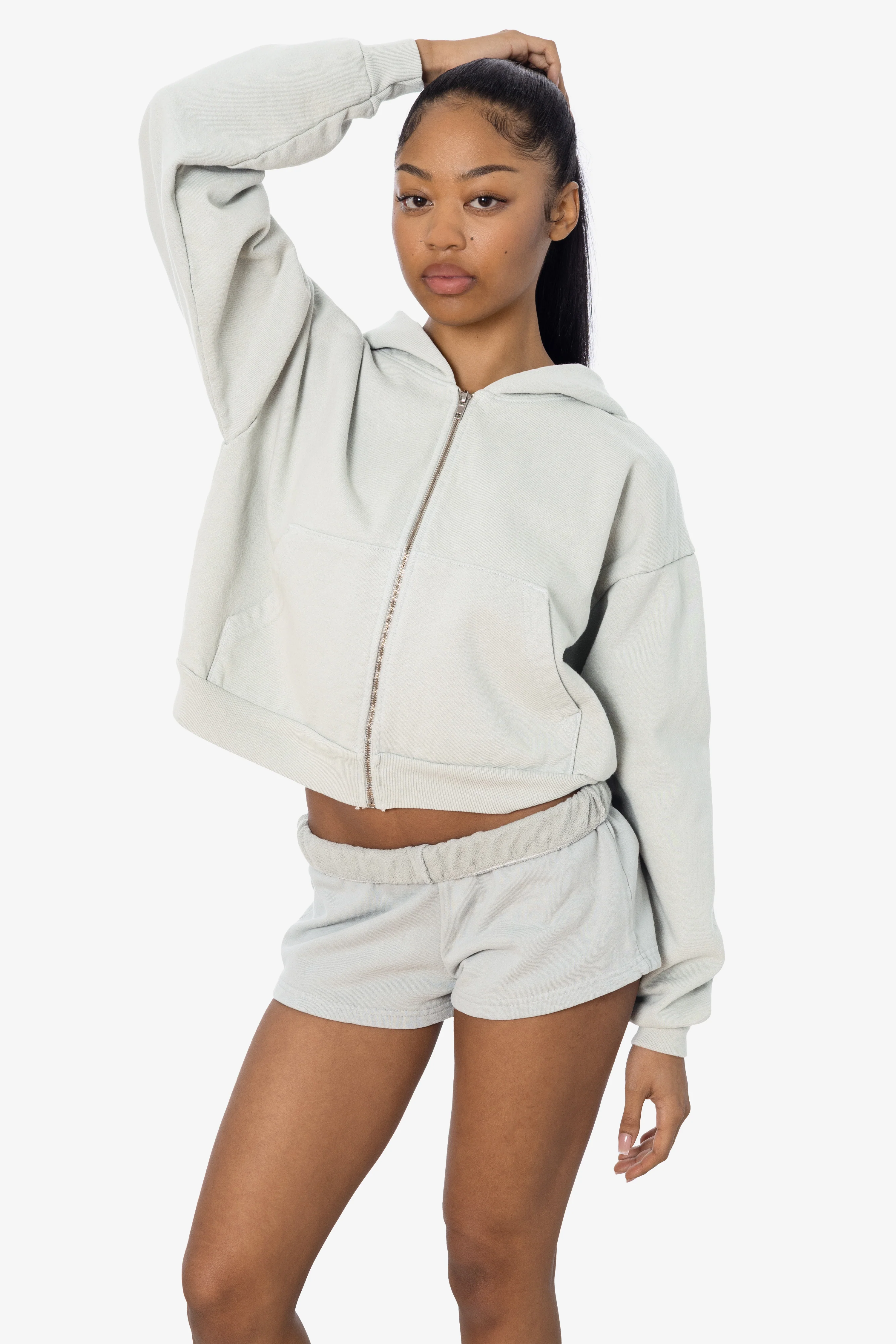HF16 - Heavy Fleece Cropped Zip-Up Hoodie (Garment Dye) - Image 11