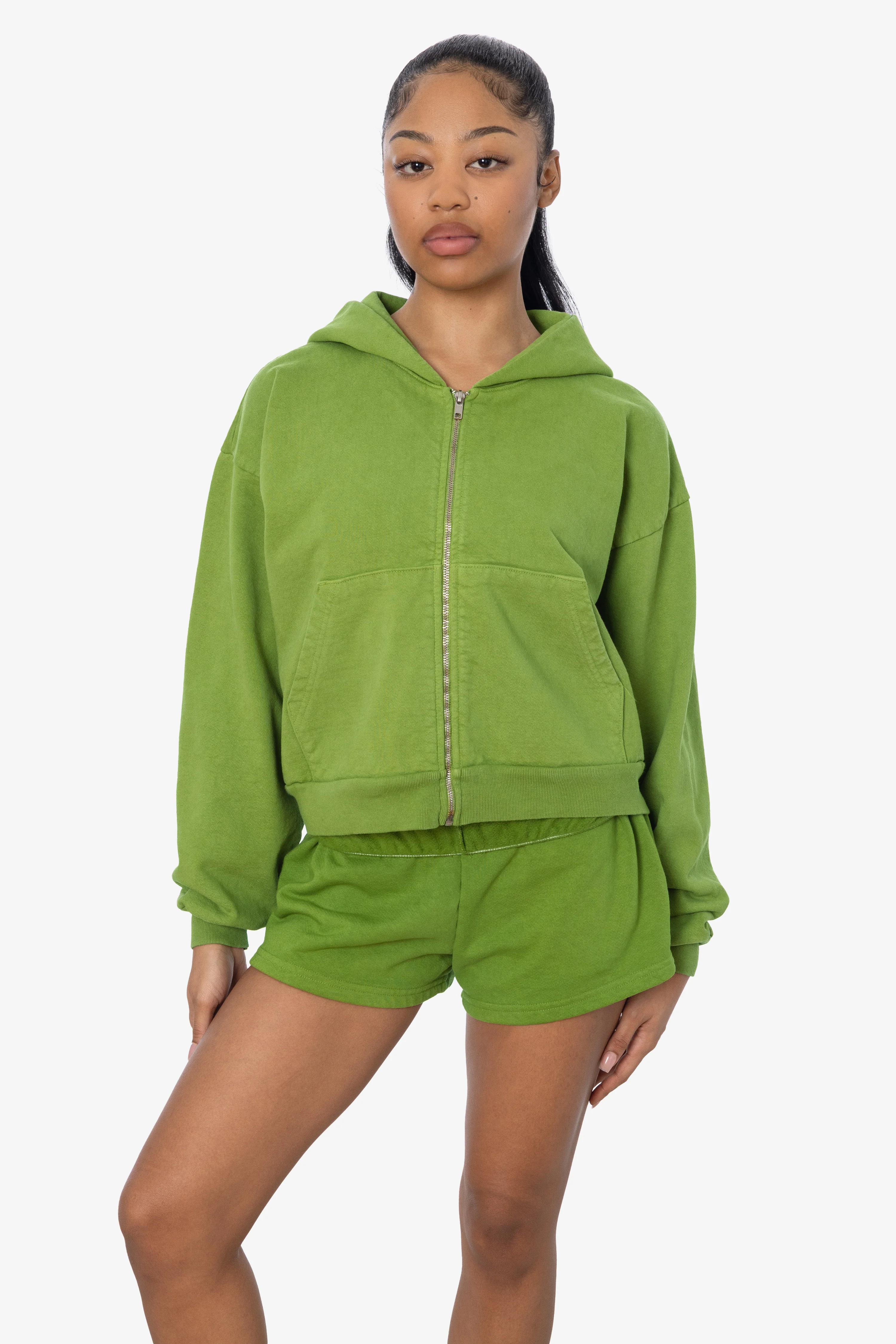 HF16 - Heavy Fleece Cropped Zip-Up Hoodie (Garment Dye) - Image 13
