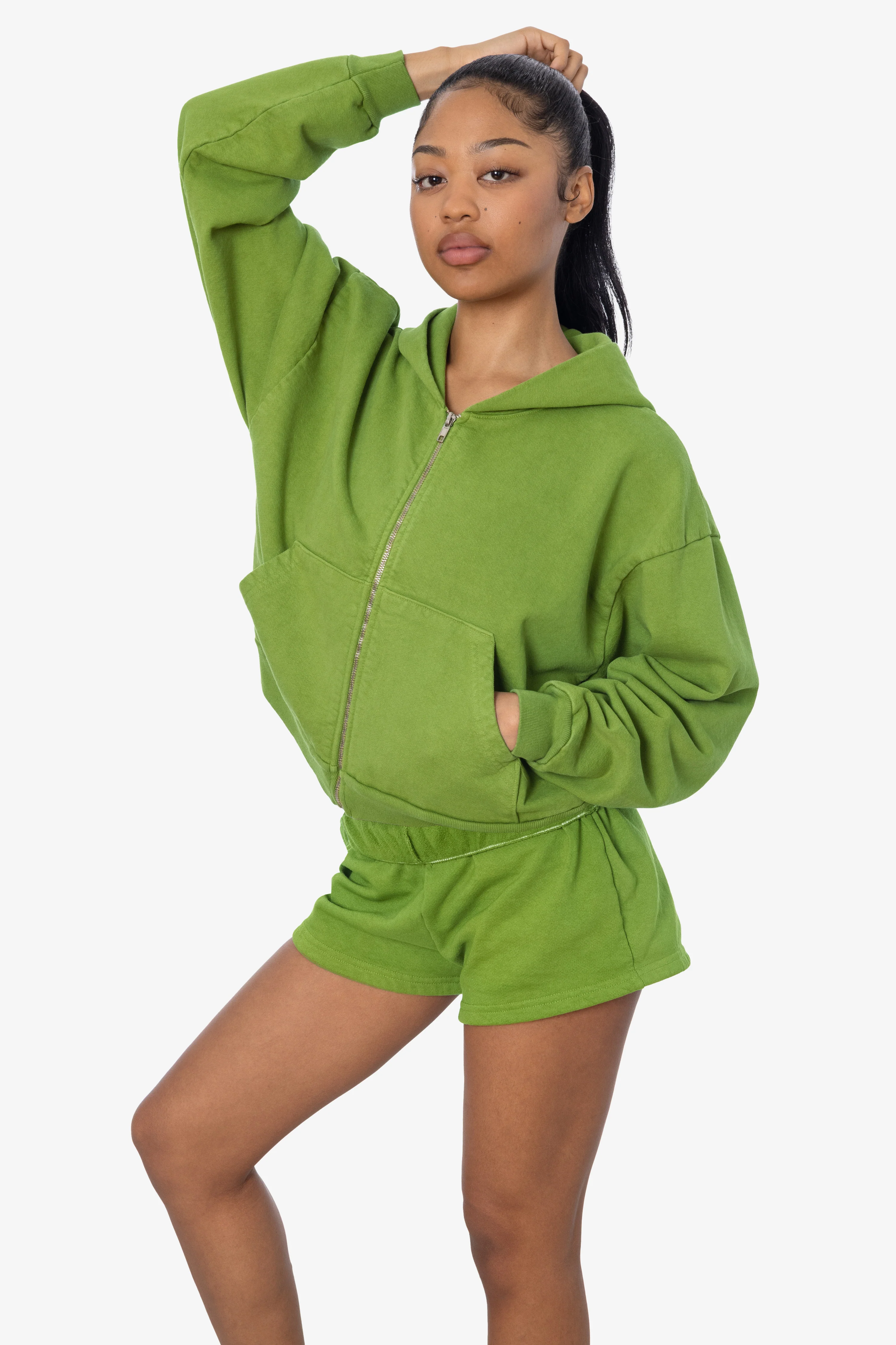 HF16 - Heavy Fleece Cropped Zip-Up Hoodie (Garment Dye) - Image 14