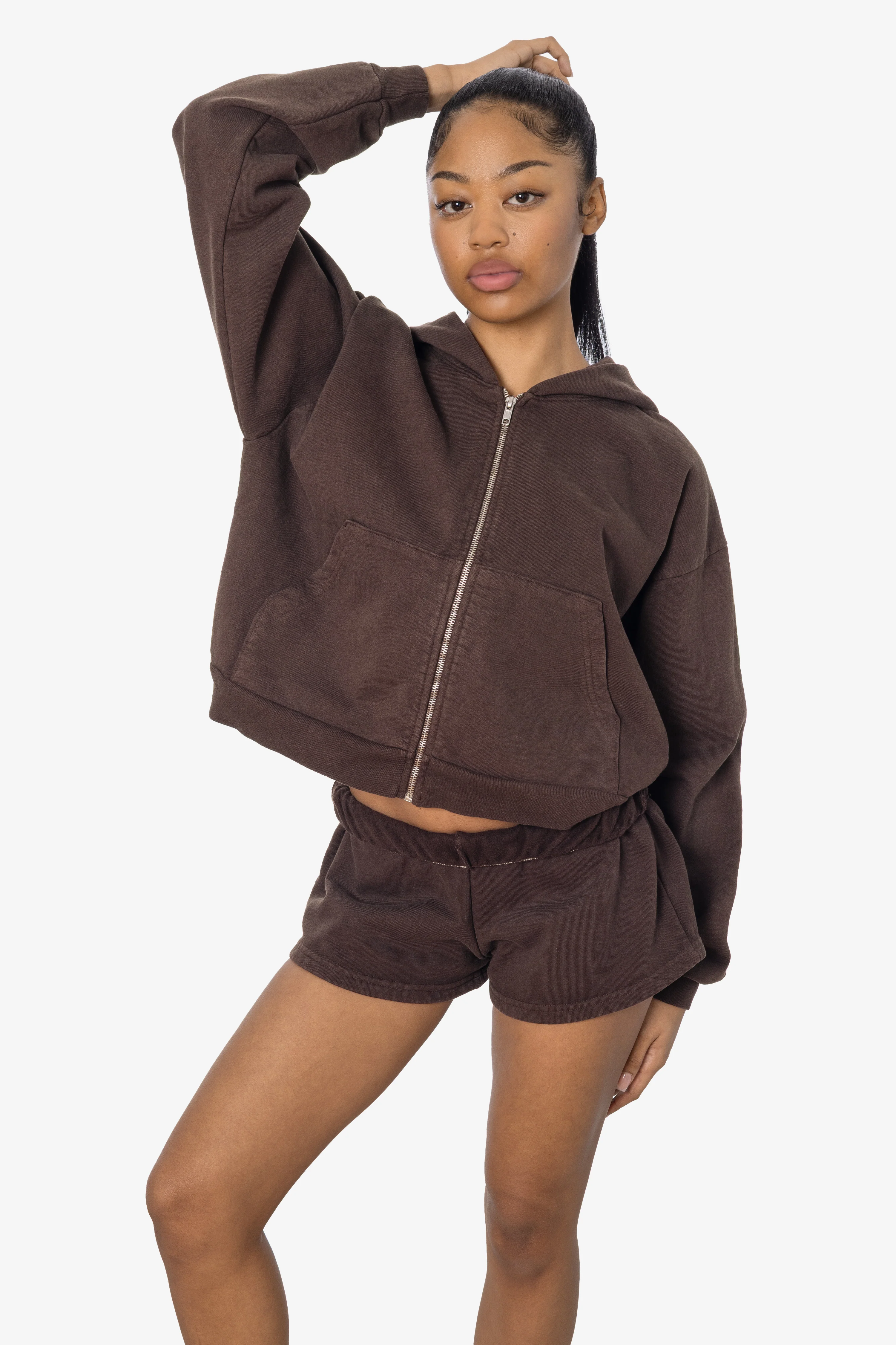 HF16 - Heavy Fleece Cropped Zip-Up Hoodie (Garment Dye) - Image 16
