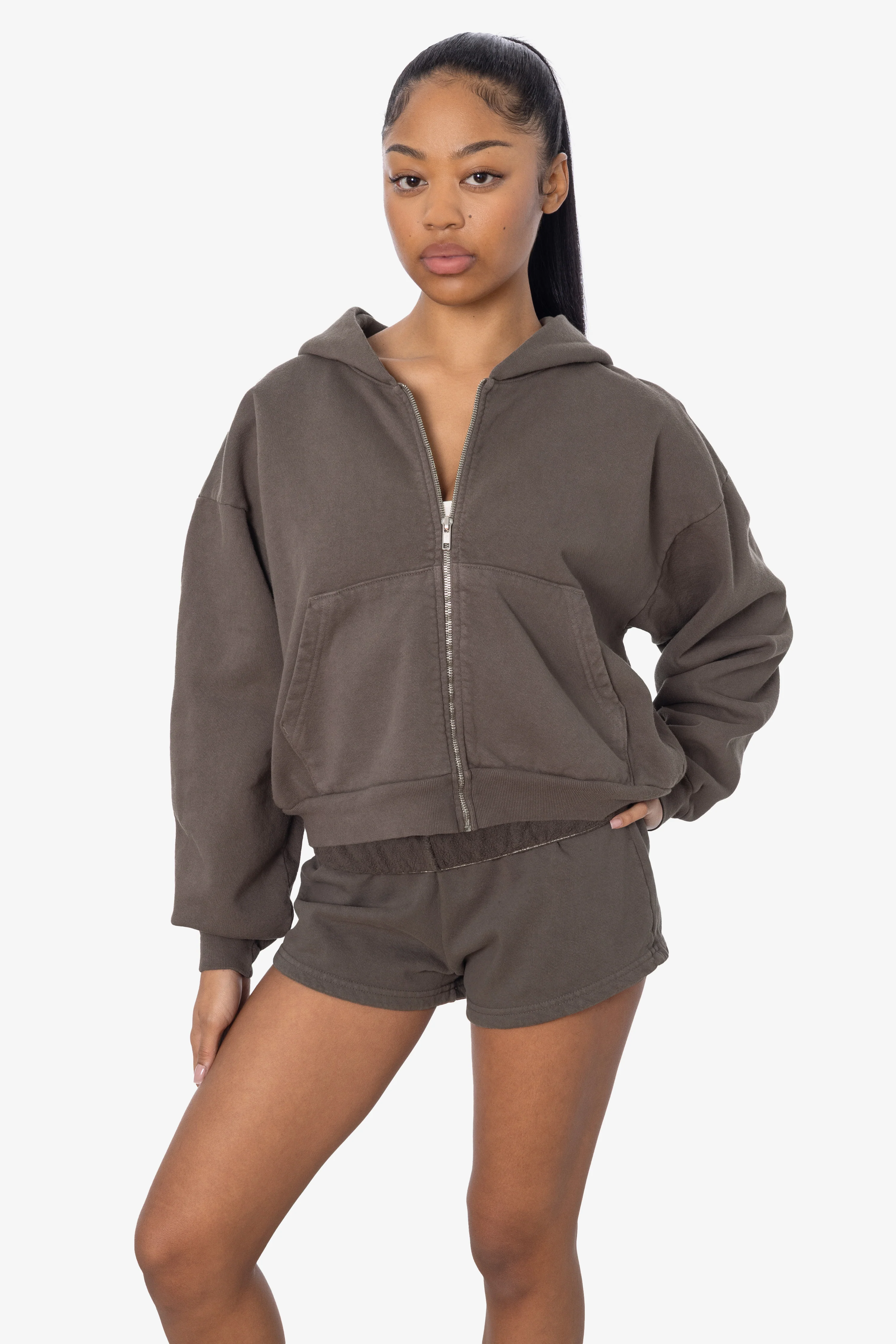 HF16 - Heavy Fleece Cropped Zip-Up Hoodie (Garment Dye) - Image 17