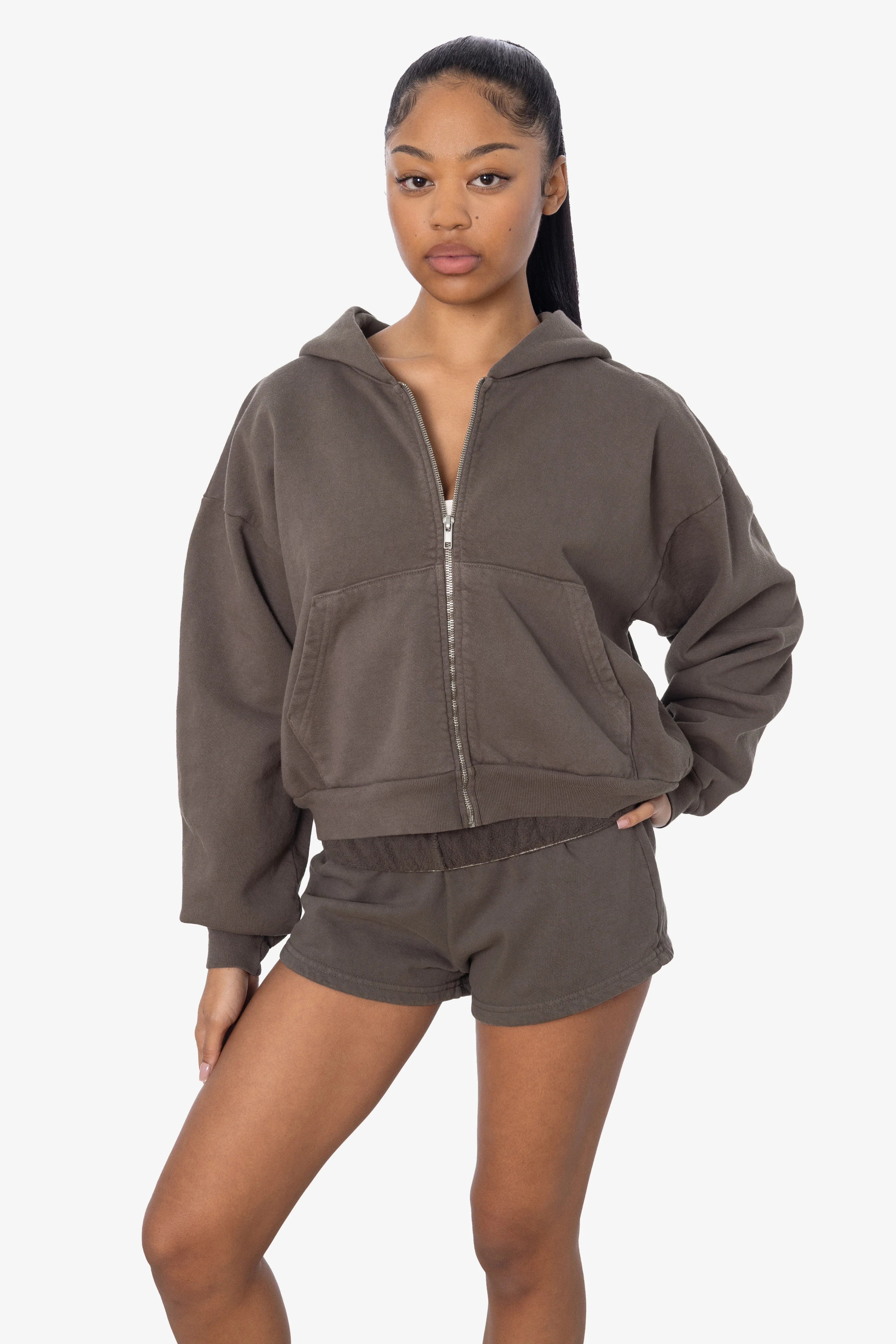 HF16 - Heavy Fleece Cropped Zip-Up Hoodie (Garment Dye) - Image 18