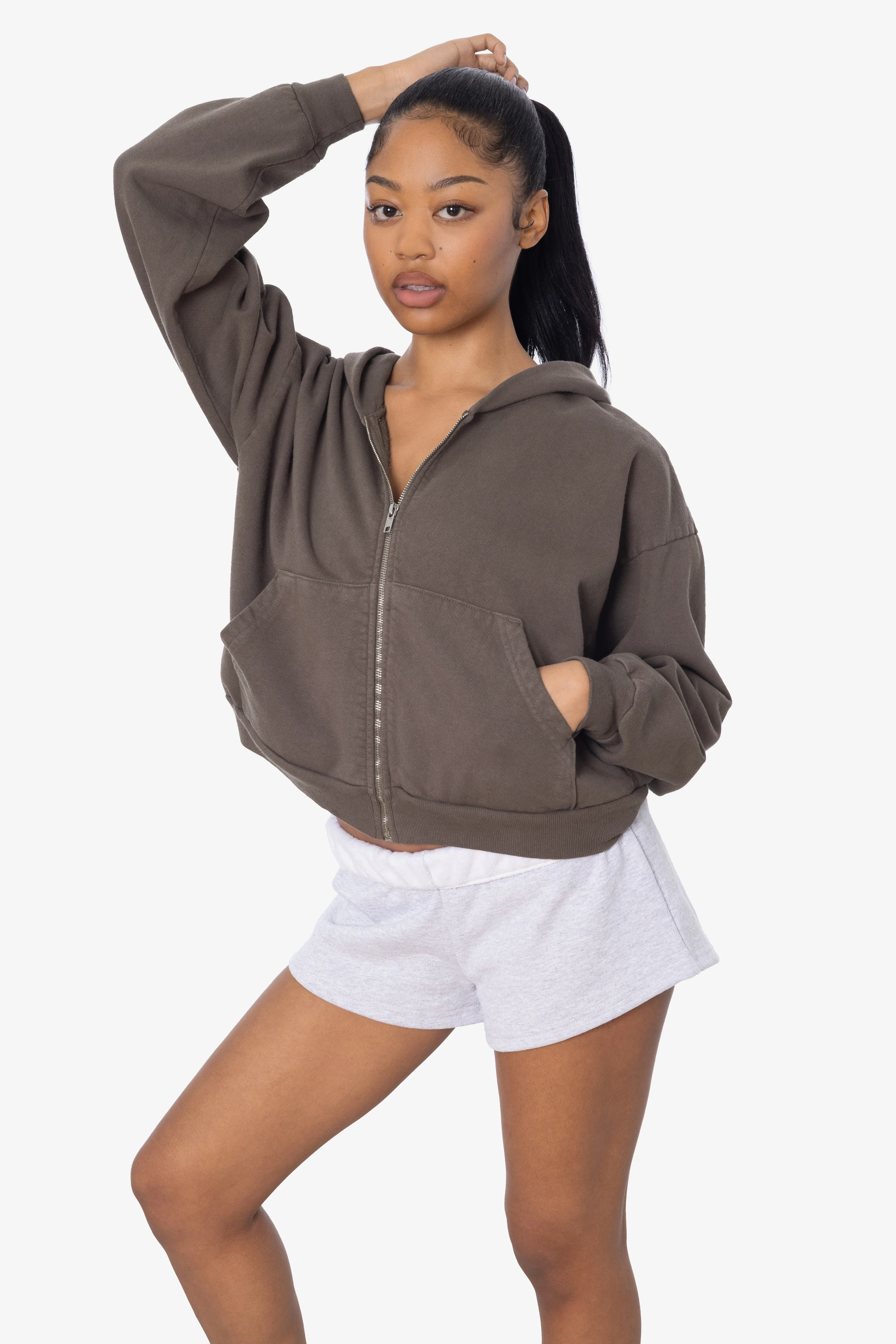 HF16 - Heavy Fleece Cropped Zip-Up Hoodie (Garment Dye) - Image 20
