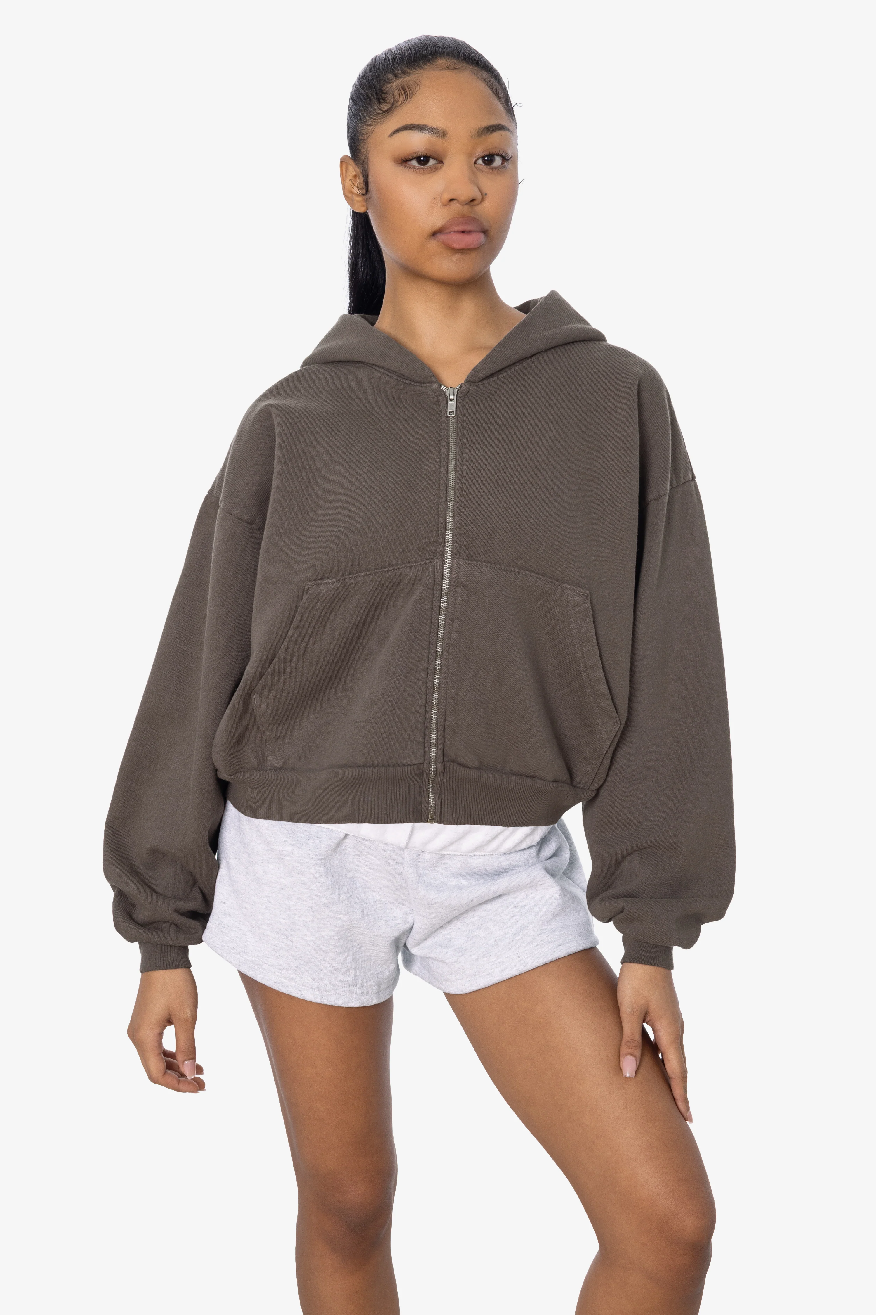 HF16 - Heavy Fleece Cropped Zip-Up Hoodie (Garment Dye) - Image 21