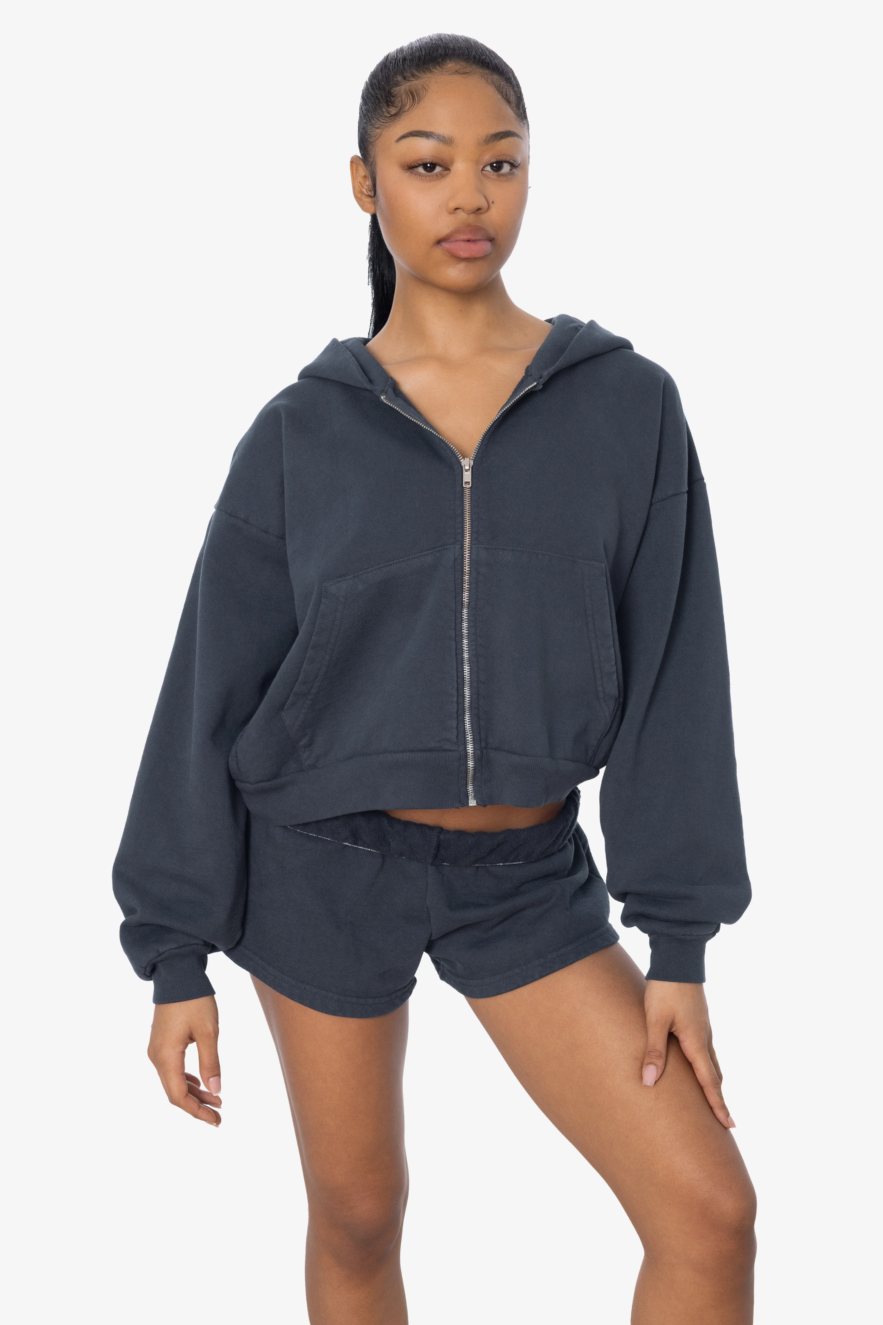 HF16 - Heavy Fleece Cropped Zip-Up Hoodie (Garment Dye) - Image 23