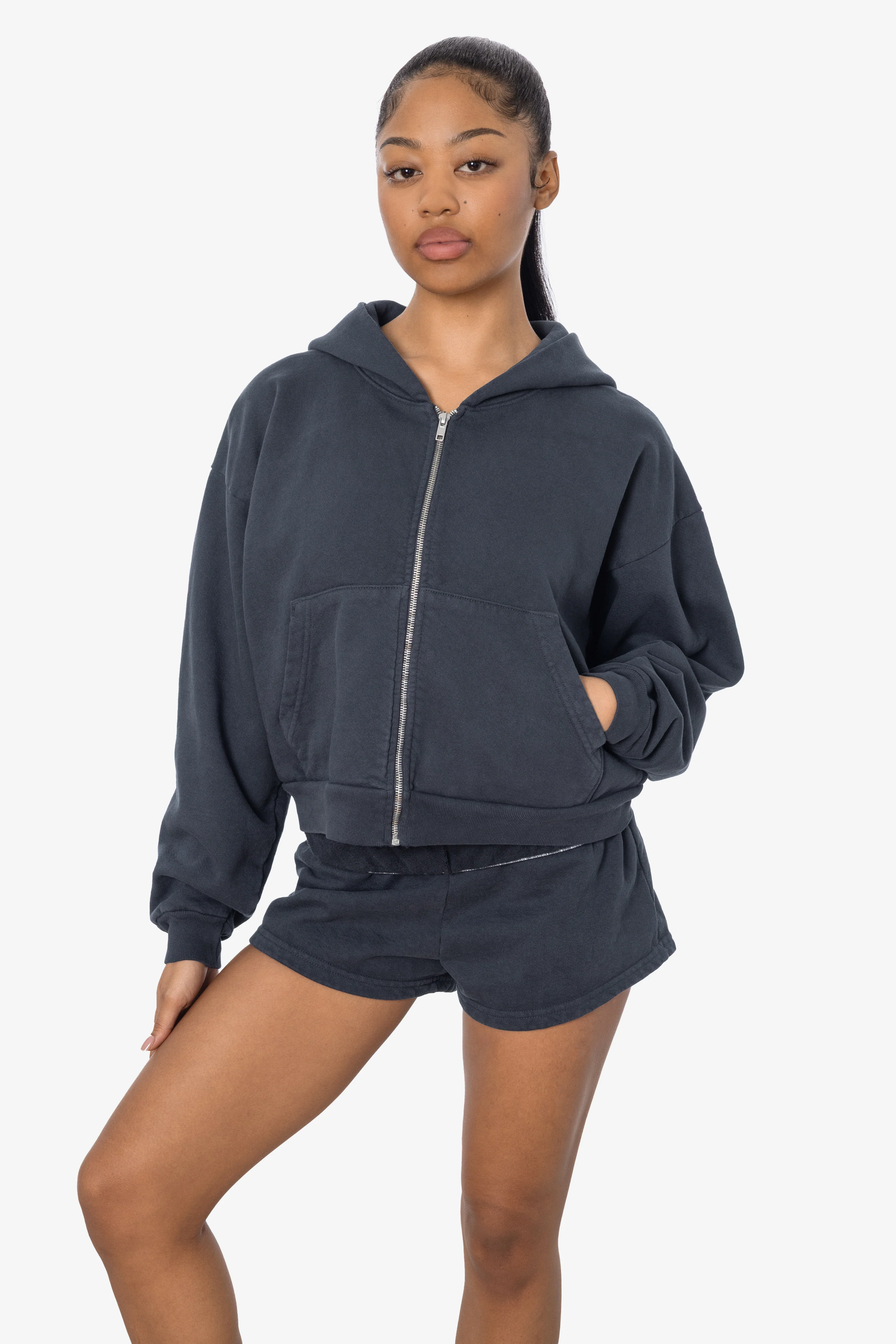HF16 - Heavy Fleece Cropped Zip-Up Hoodie (Garment Dye) - Image 24