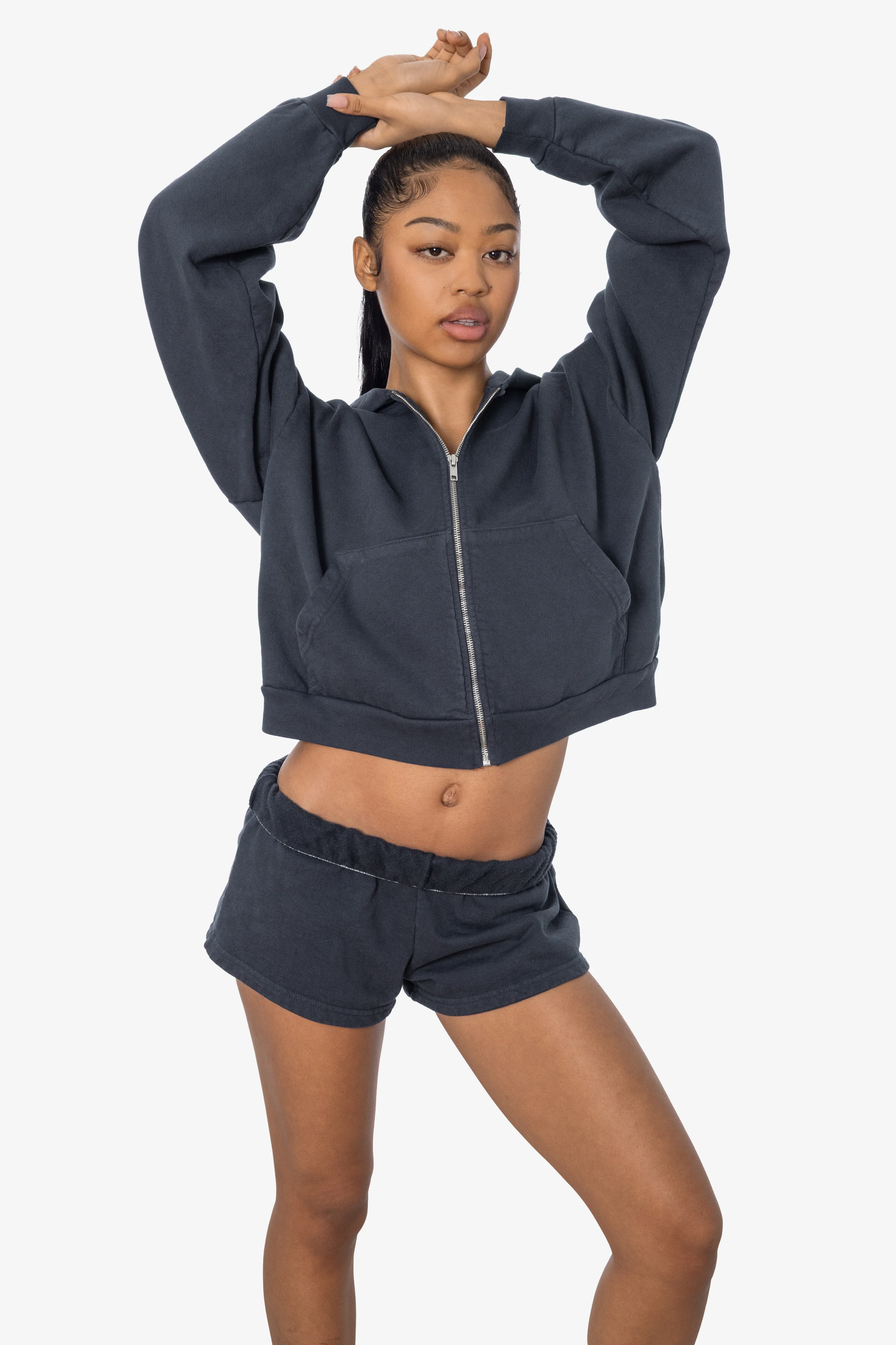 HF16 - Heavy Fleece Cropped Zip-Up Hoodie (Garment Dye) - Image 25