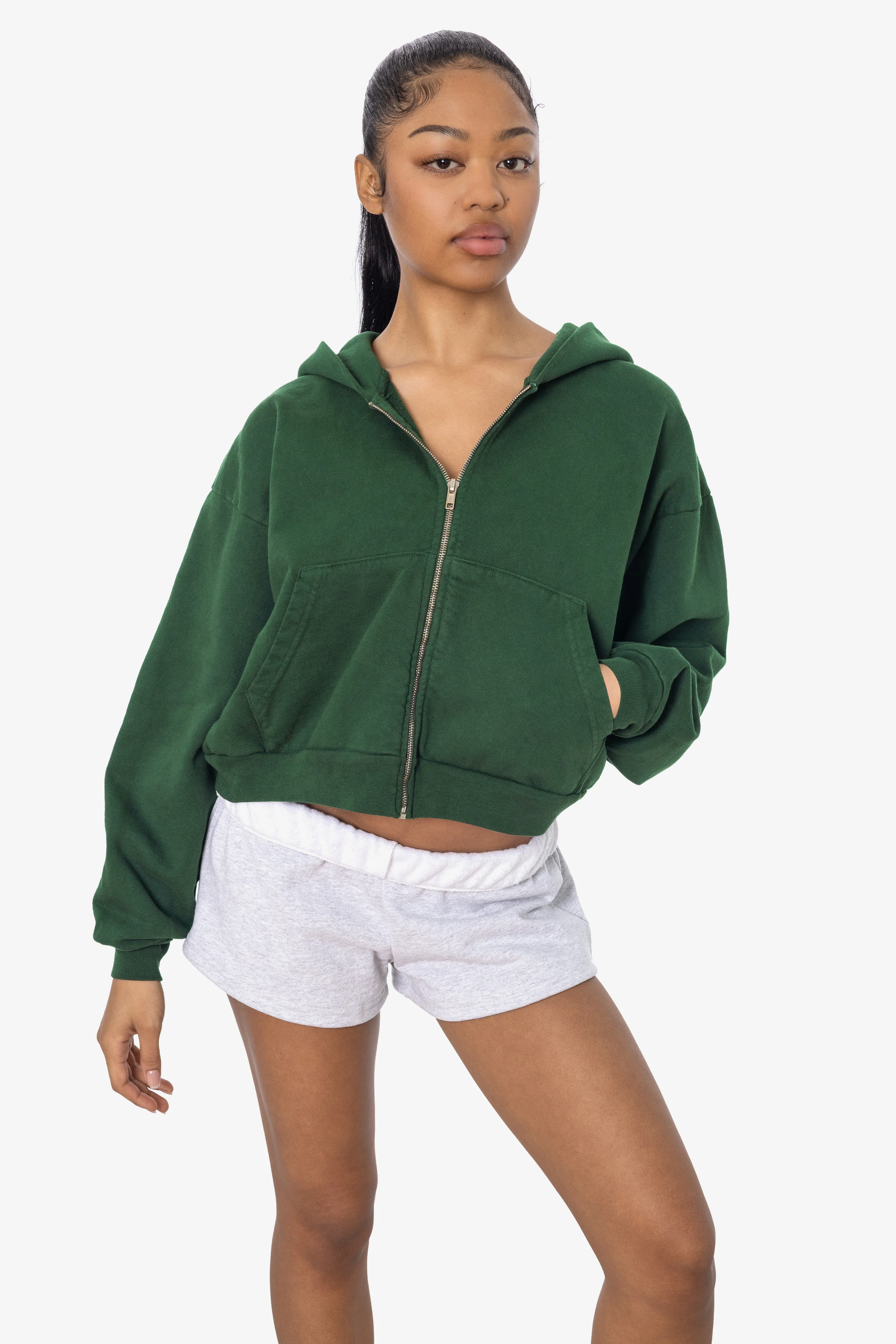 HF16 - Heavy Fleece Cropped Zip-Up Hoodie (Garment Dye) - Image 27