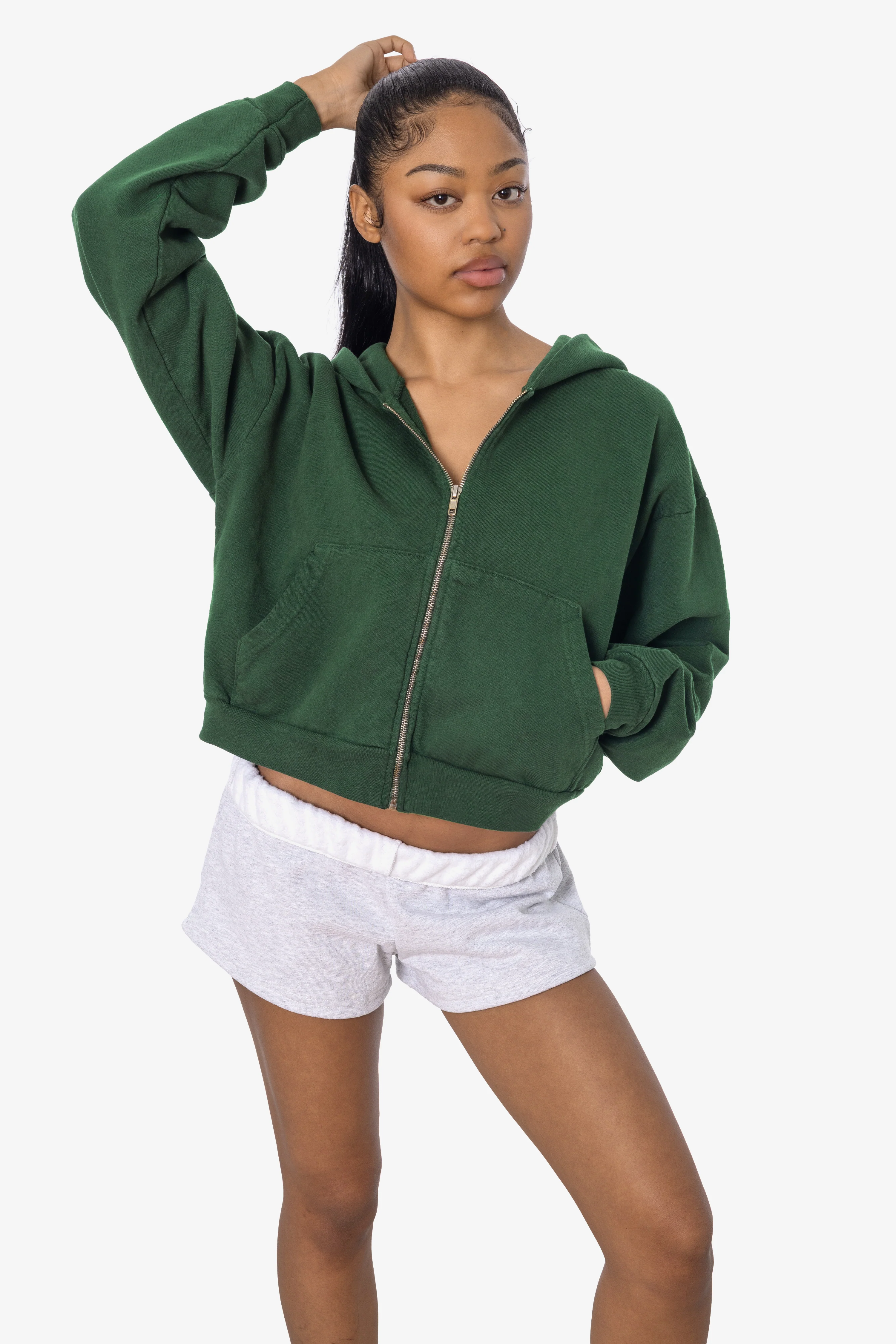 HF16 - Heavy Fleece Cropped Zip-Up Hoodie (Garment Dye) - Image 28